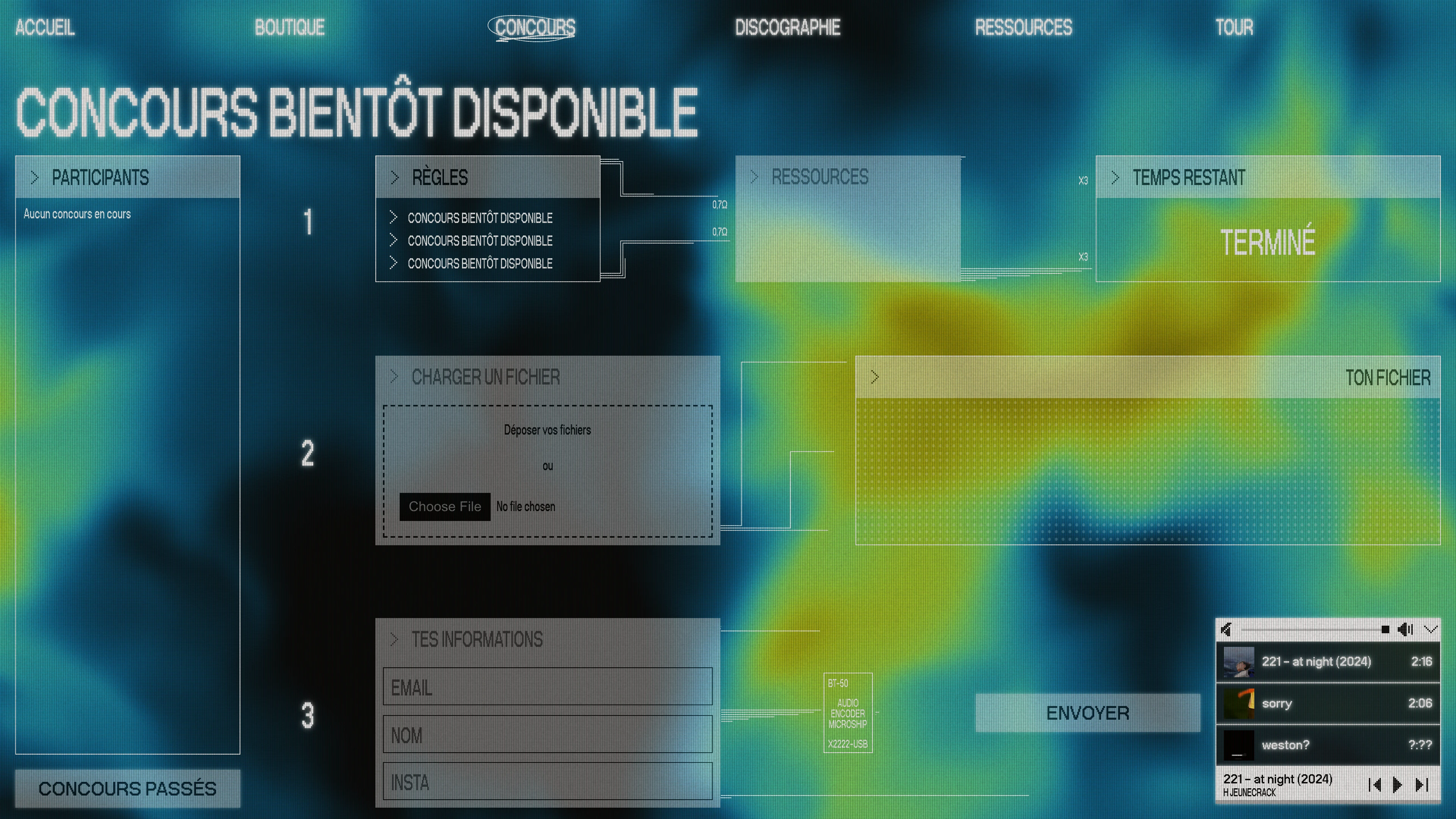 Full page screenshot of the H JEUNECRACK website. Discover HJEUNECRACK: latest releases, videos, tour dates and official …