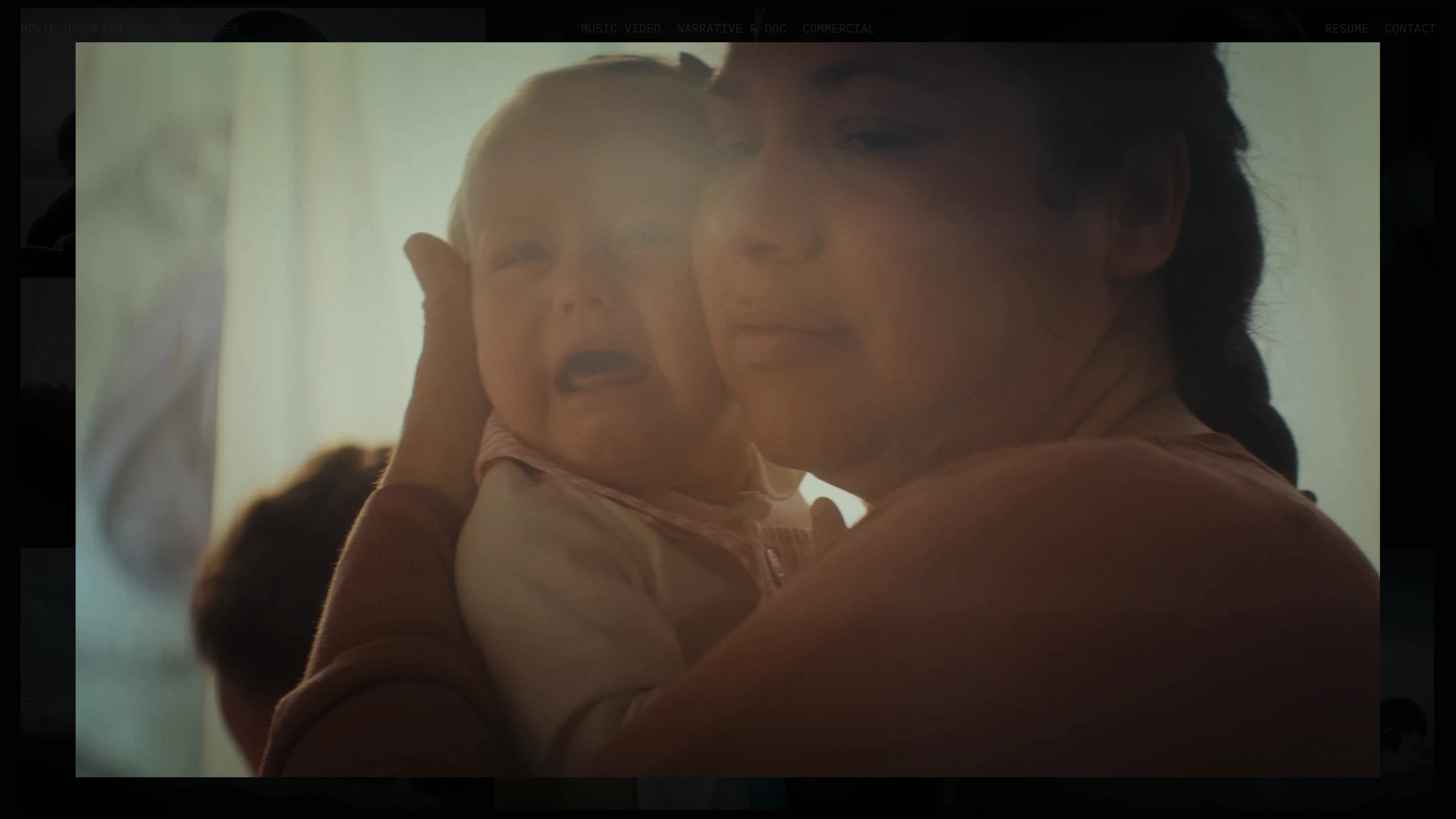 Full page screenshot of the Hovig Hagopian website. Hovig Hagopian is a French cinematographer represented by Kinou Agency.