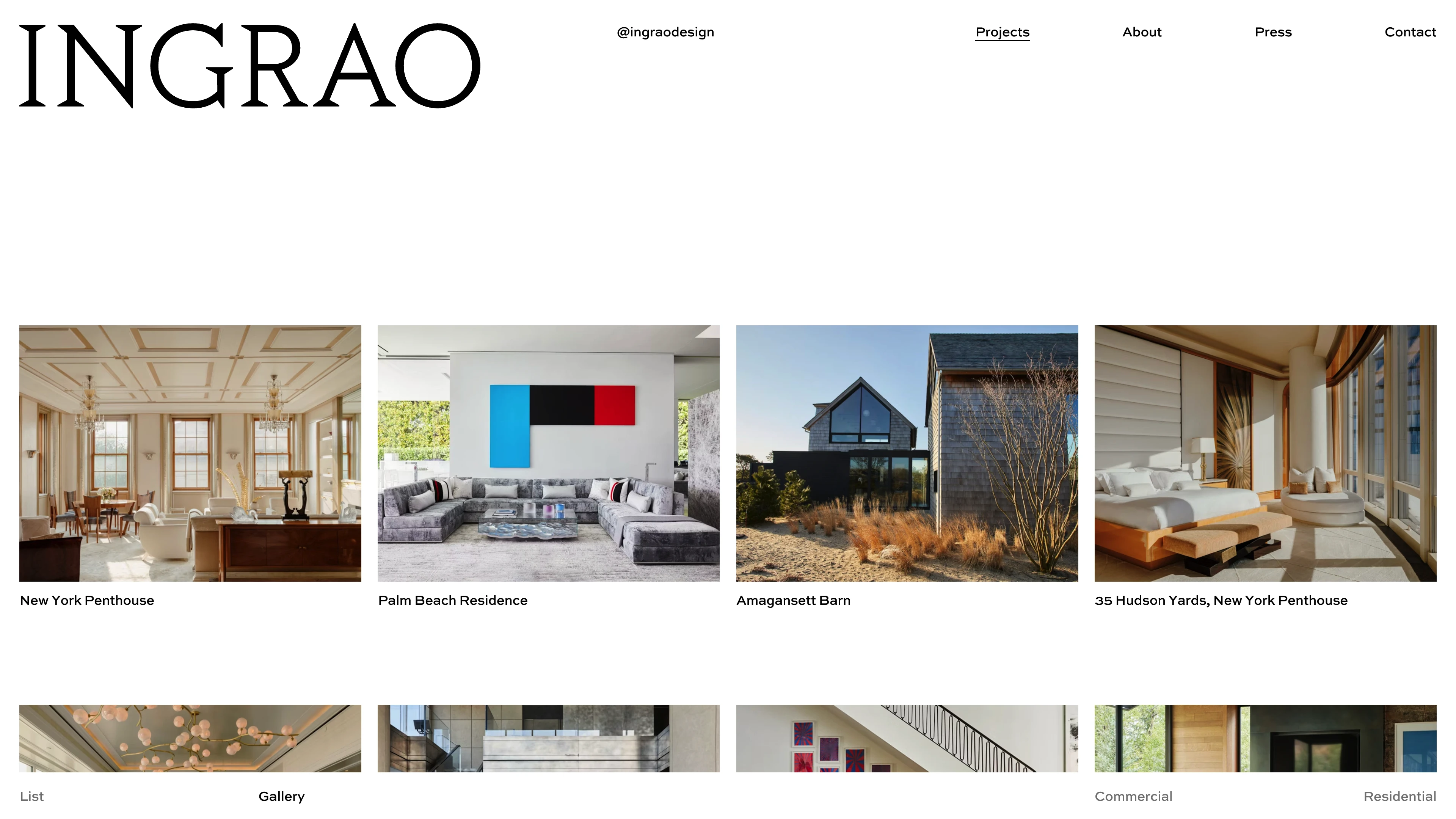 Full page screenshot of the Ingrao website. Ingrao is an international architecture and design firm whose 40+ year legacy of …