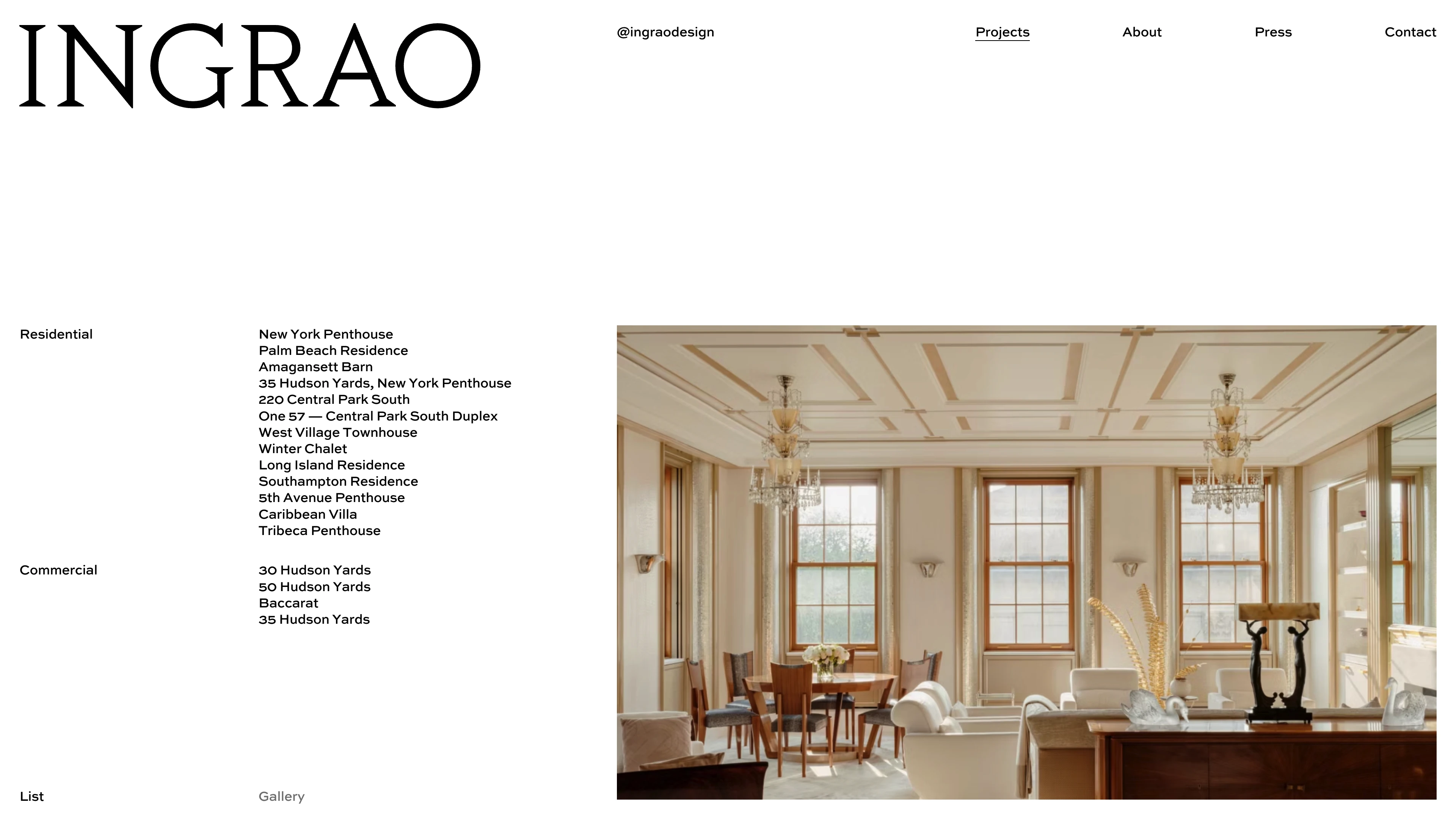 Full page screenshot of the Ingrao website. Ingrao is an international architecture and design firm whose 40+ year legacy of …