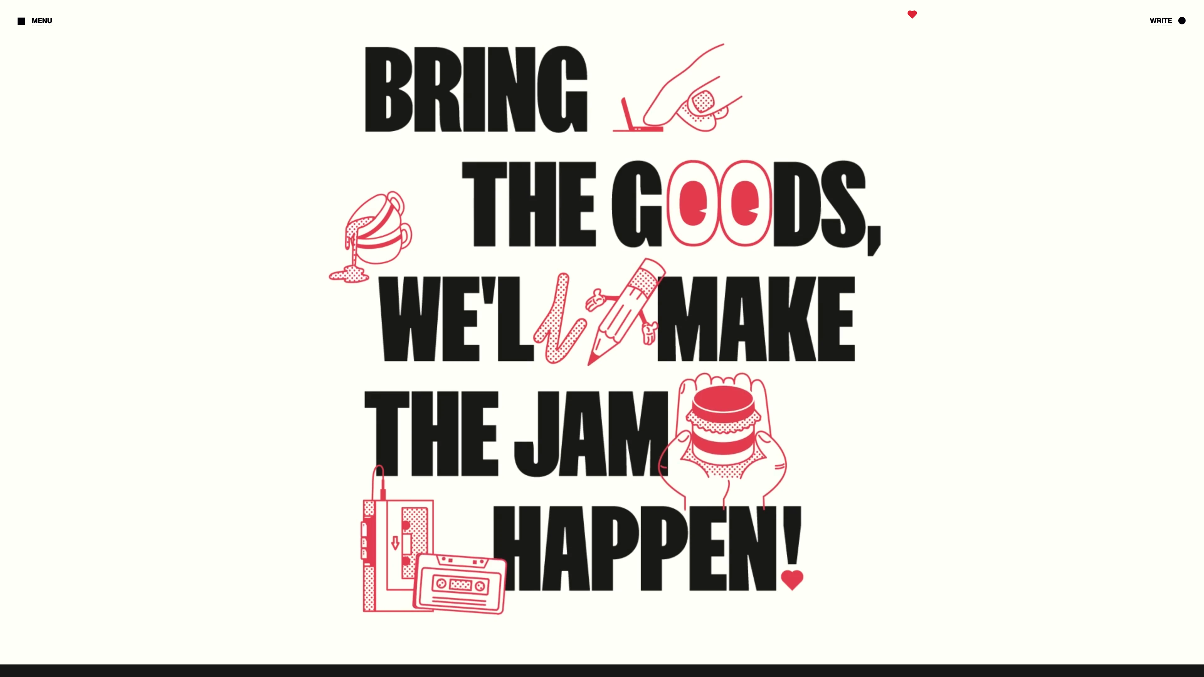 Full page screenshot of the Jam Area website. We are a digital and creative area. We are a space in constant evolution—a blend …