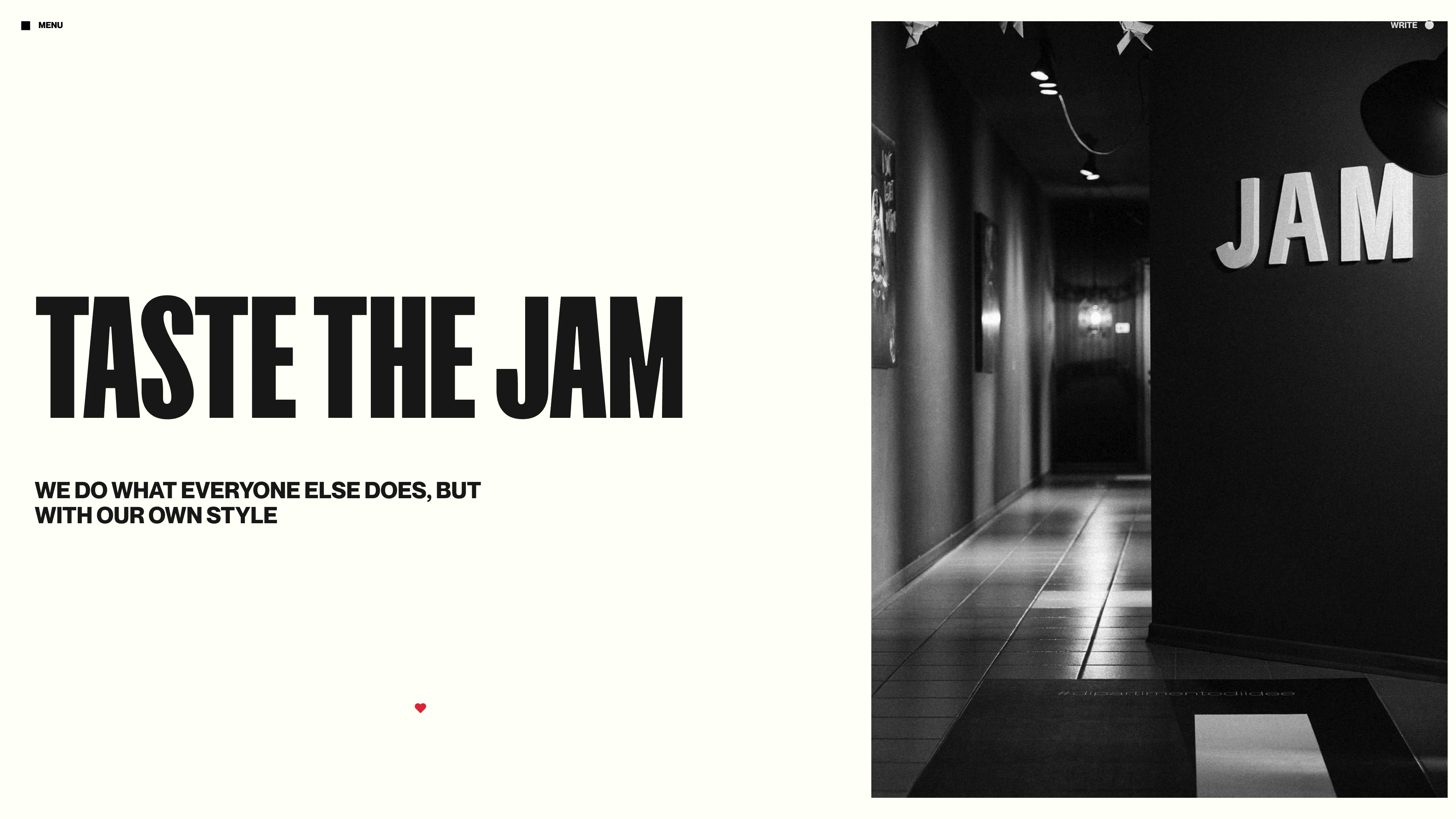 Full page screenshot of the Jam Area website. We are a digital and creative area. We are a space in constant evolution—a blend …