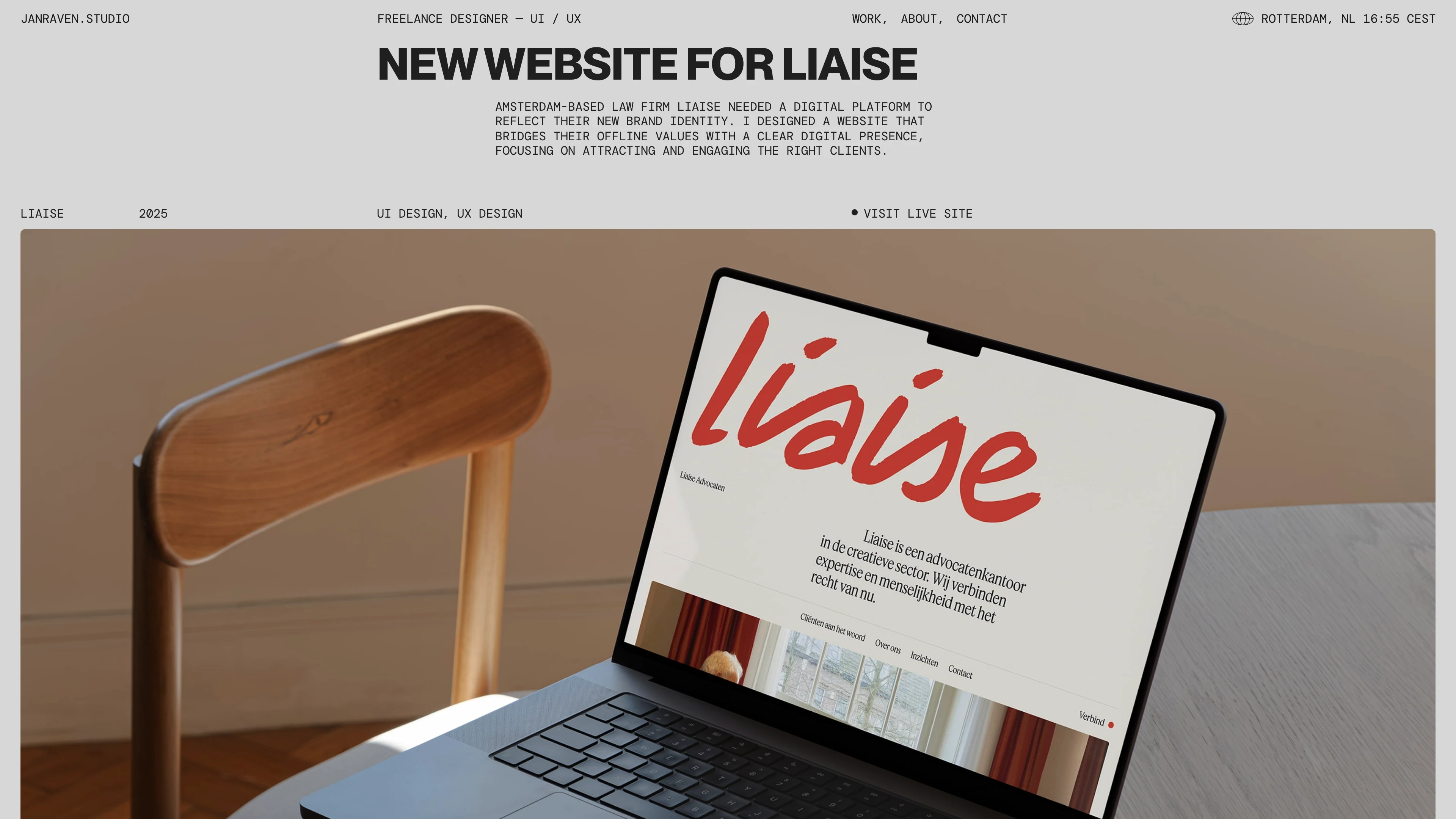 Full page screenshot of the Jan Raven Studio website. I am a freelance UI / UX designer with 10+ years of experience. I work with …