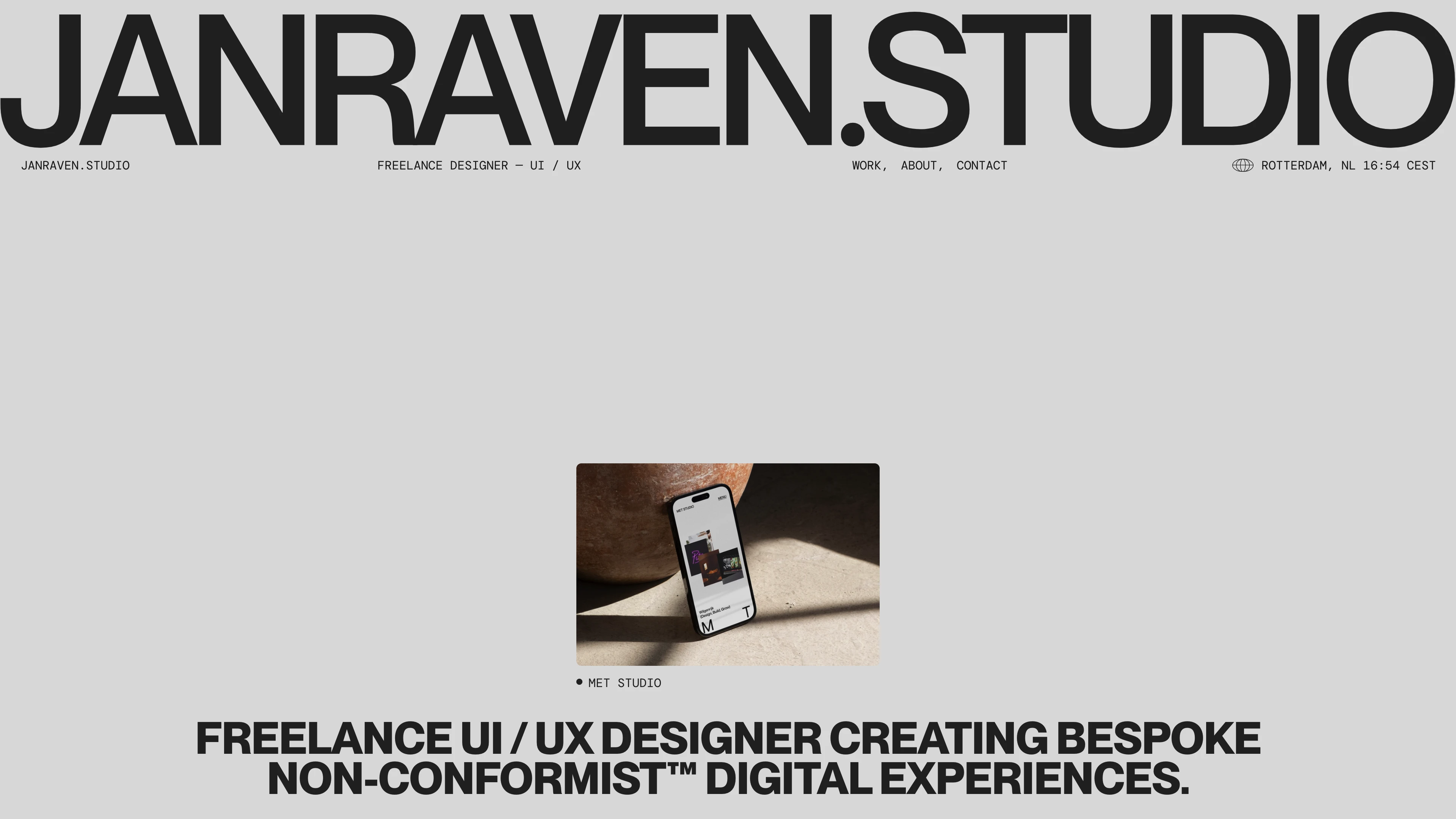 Full page screenshot of the Jan Raven Studio website. I am a freelance UI / UX designer with 10+ years of experience. I work with …