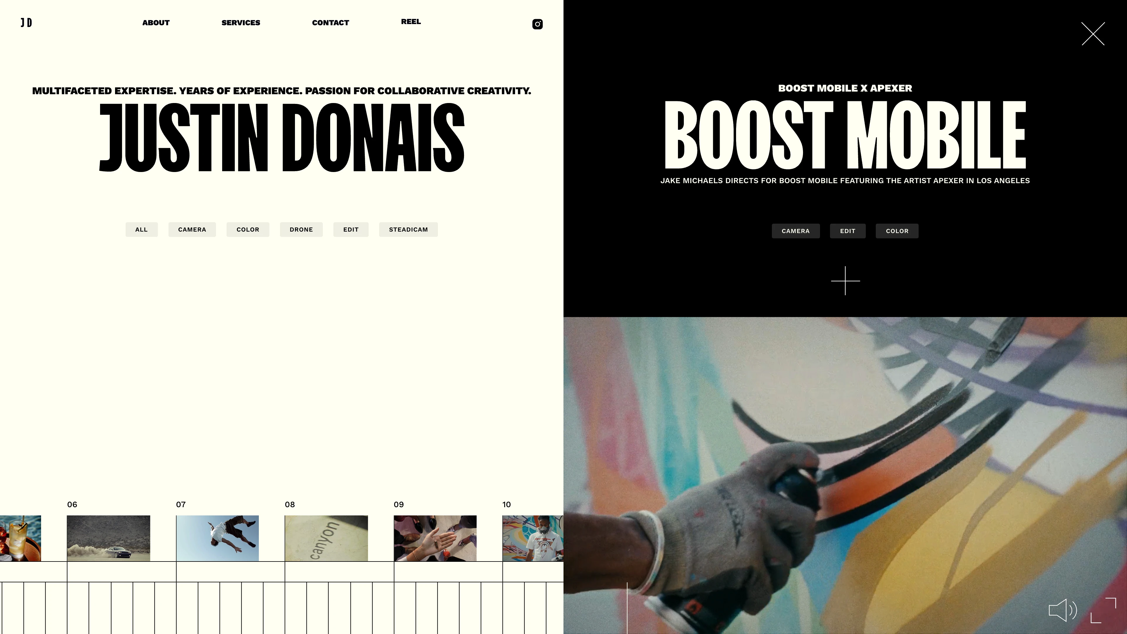 Full page screenshot of the Justin Donais website. I'm Justin Donais, a lifelong visual artist driven by a profound passion for …