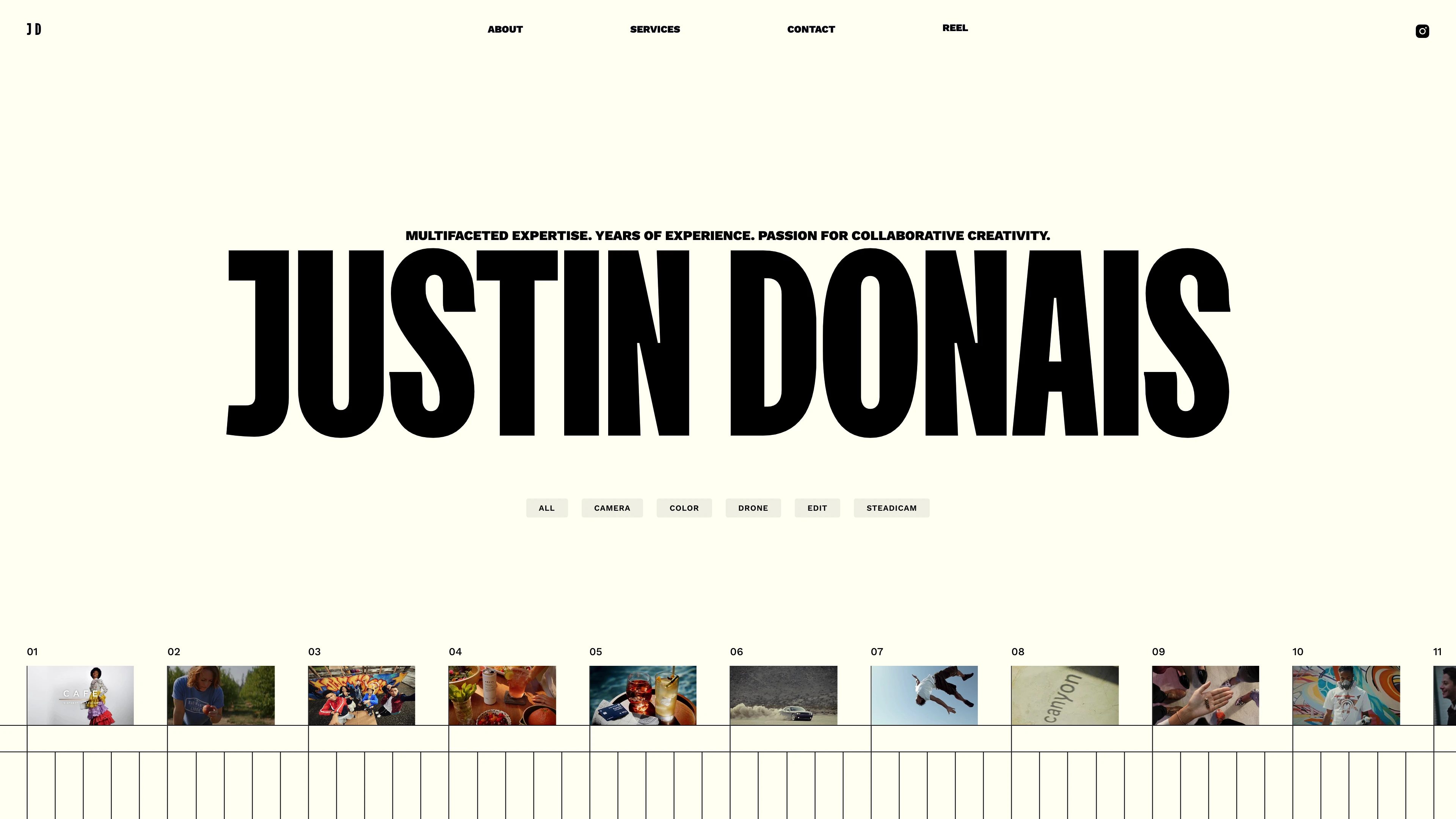 Full page screenshot of the Justin Donais website. I'm Justin Donais, a lifelong visual artist driven by a profound passion for …