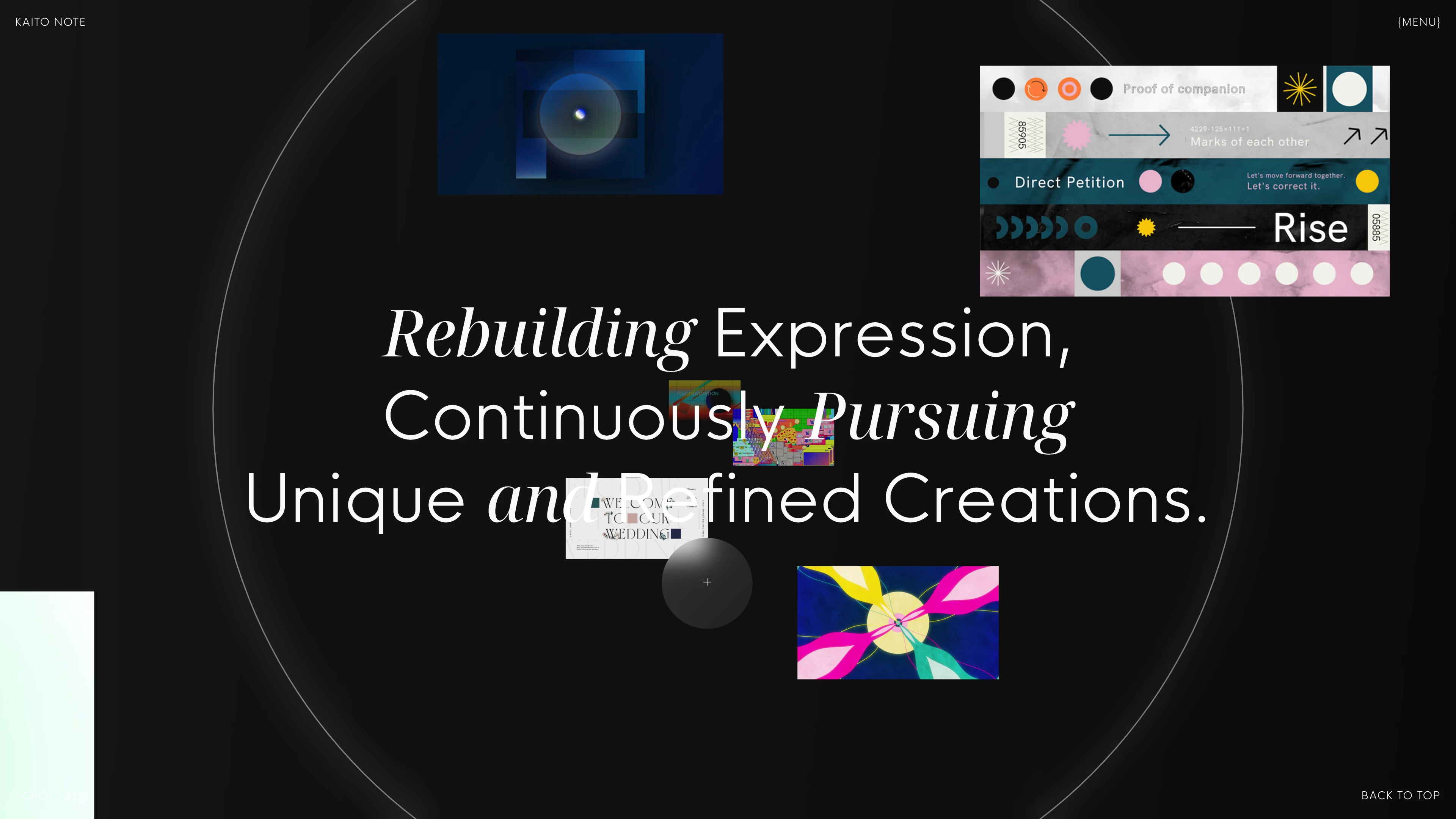 Full page screenshot of the Kaito Note website. Motion Designer & Web Developer. Based in Osaka,Japan. Creating digital …