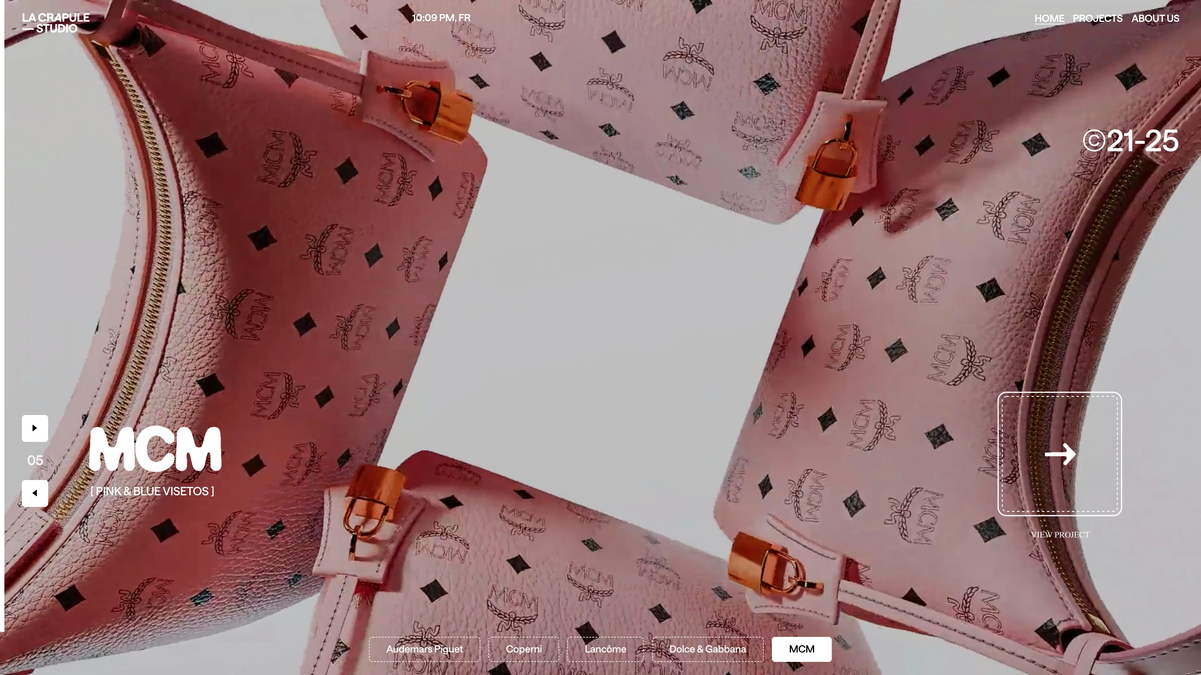 Full page screenshot of the LaCrapule Studio website. A creative studio based in Paris specializing in visual narratives that …