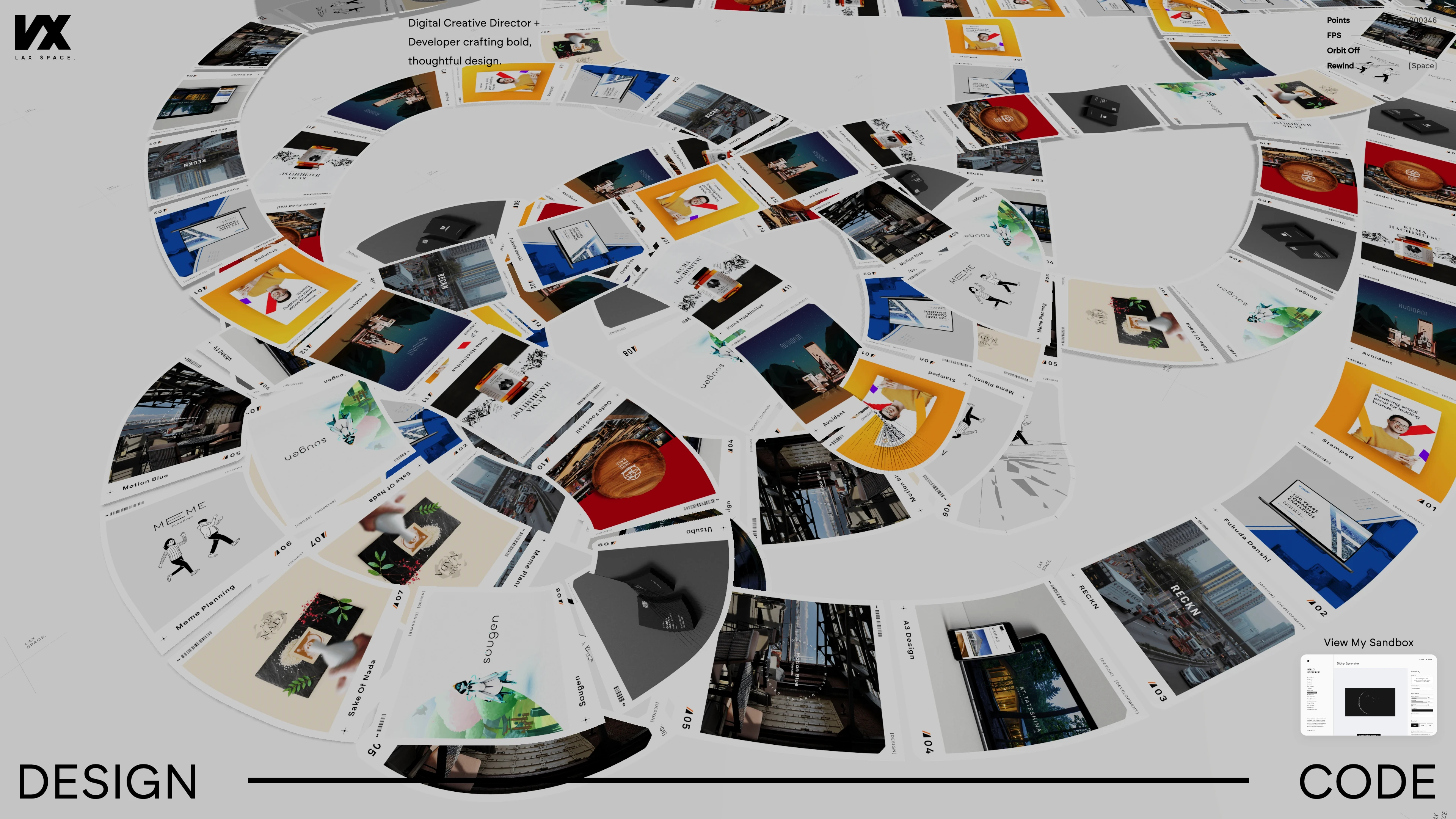 Full page screenshot of the Lax Chee website. Digital Creative Director + Developer crafting bold, thoughtful design. …