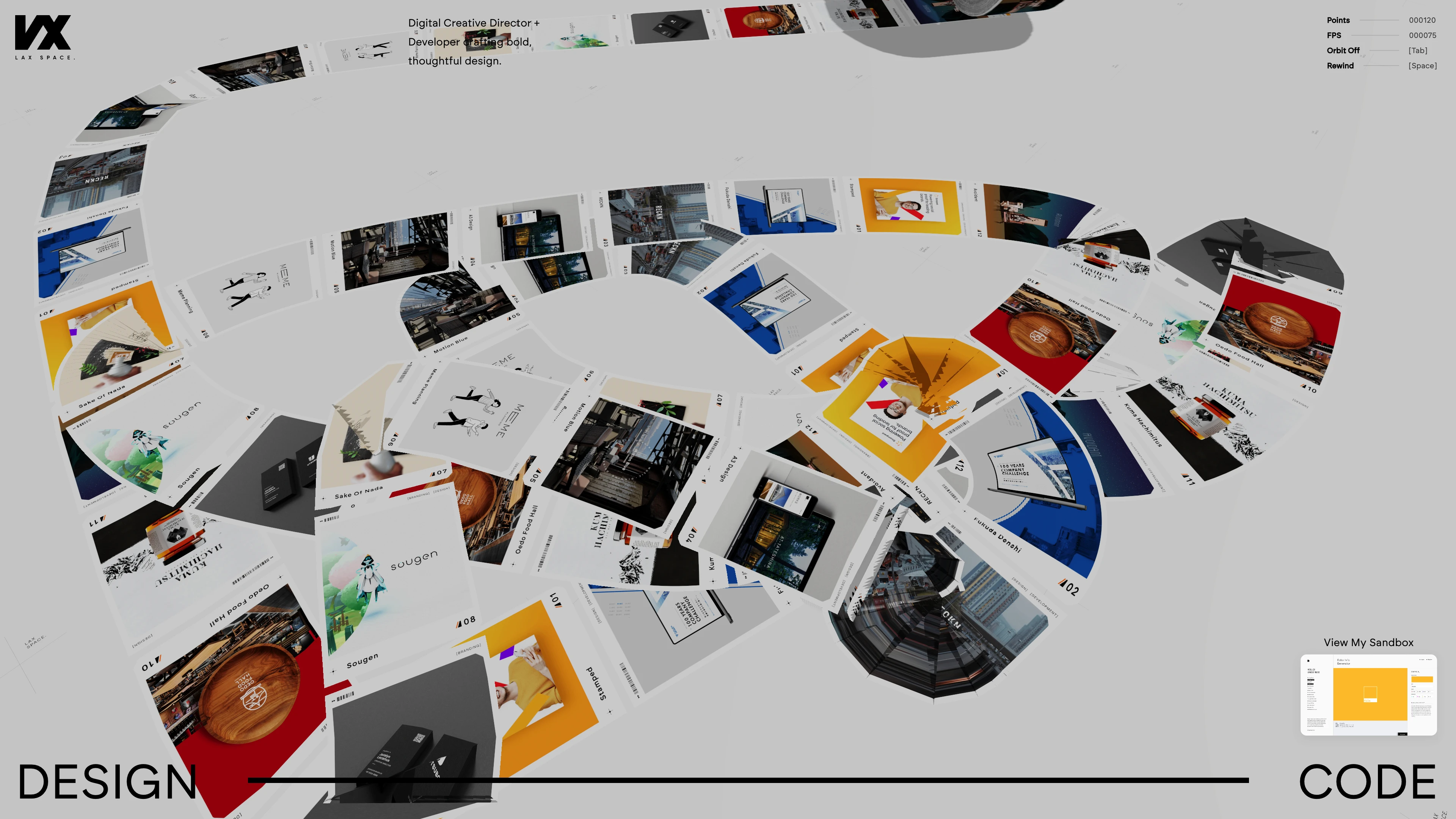 Full page screenshot of the Lax Chee website. Digital Creative Director + Developer crafting bold, thoughtful design. …