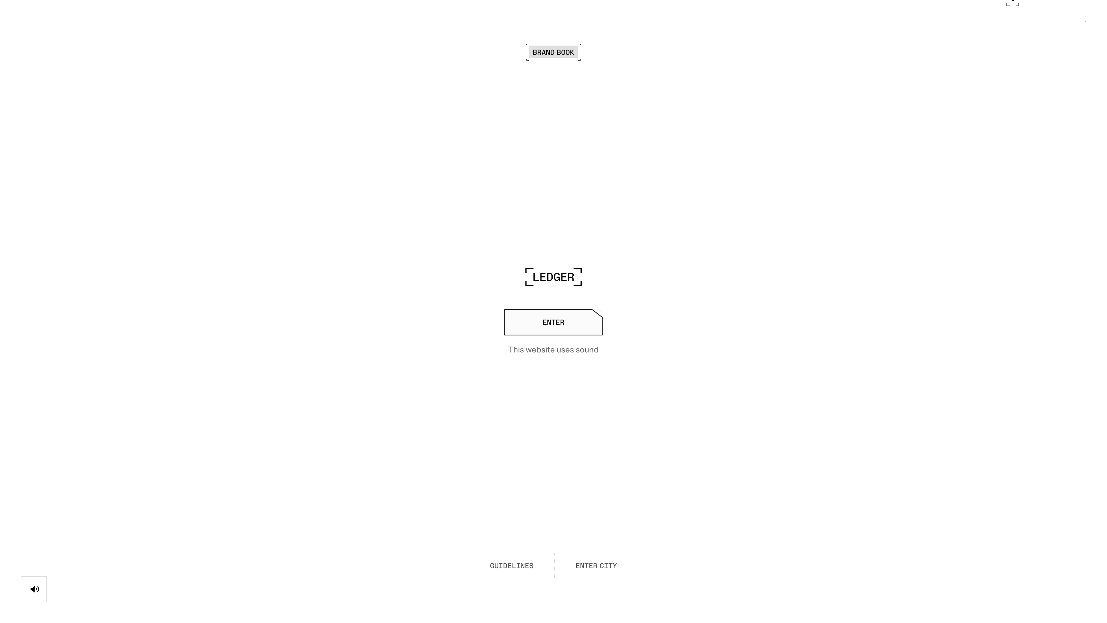 Full page screenshot of the Ledger Brandbook website. At Ledger, brand is responsible for designing and adding humanity to our …