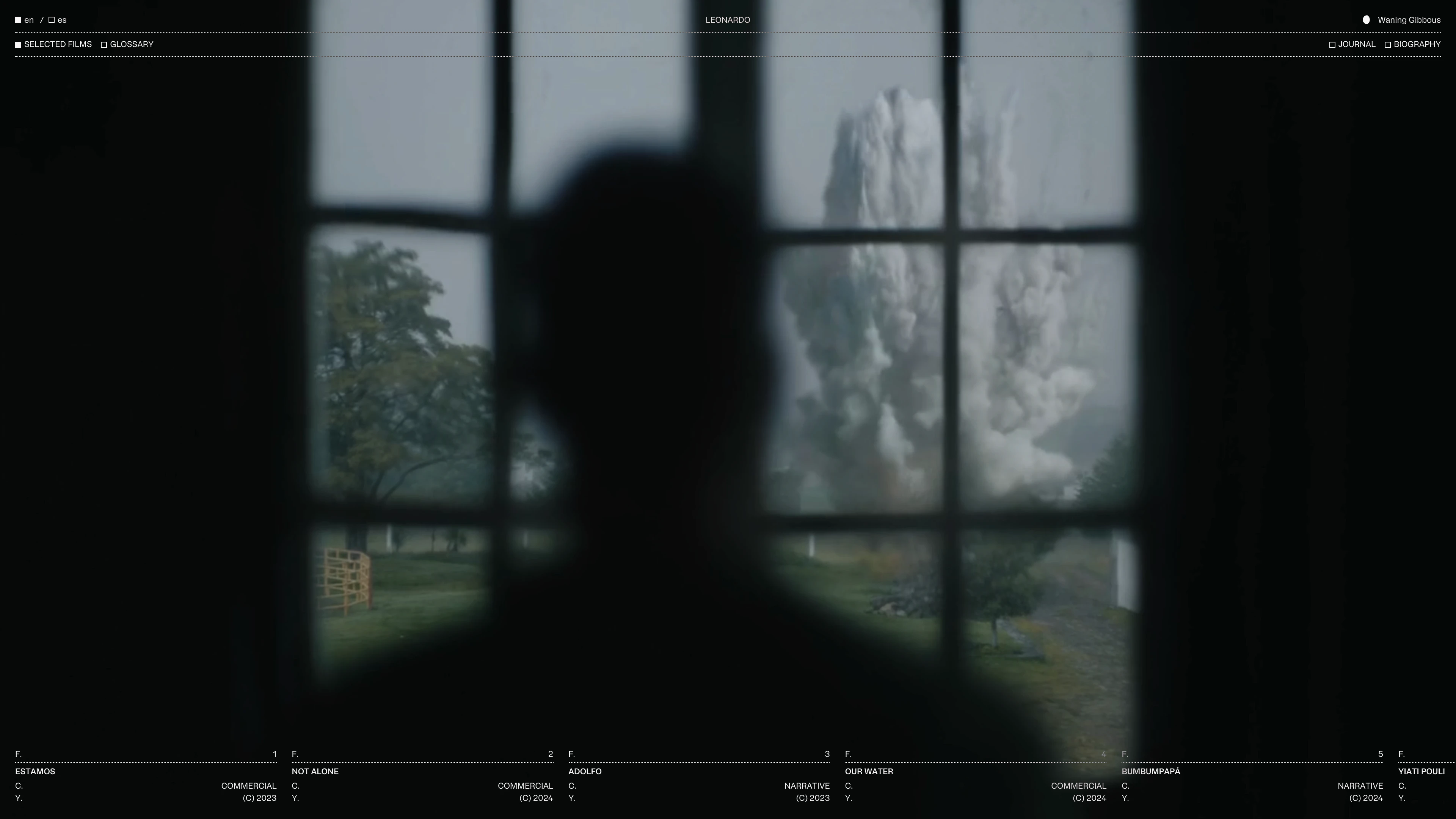 Full page screenshot of the Leonardo website. Director of photography