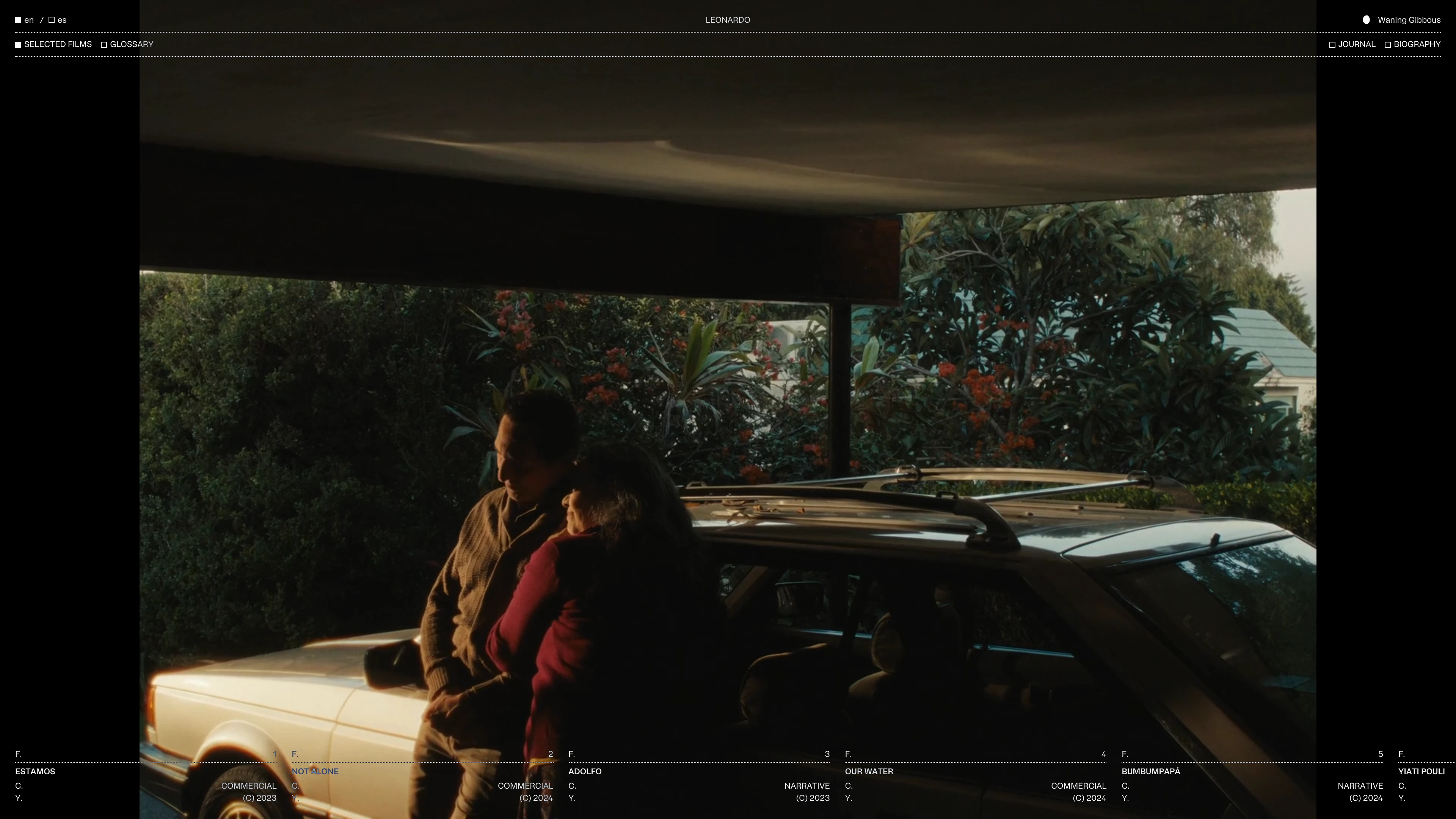 Full page screenshot of the Leonardo website. Director of photography