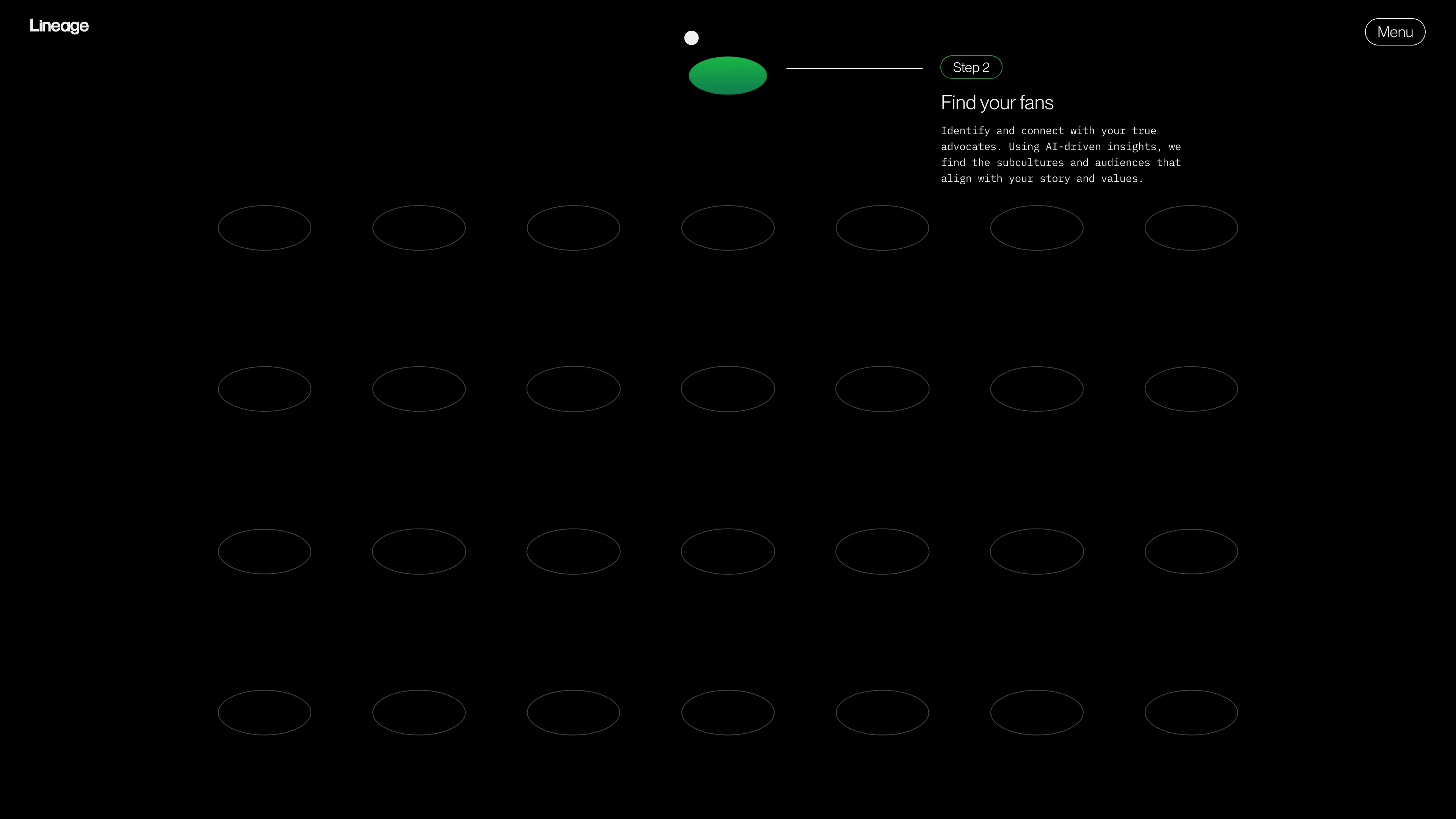 Full page screenshot of the Lineage website. Lineage transforms your company into a fan-driven brand that thrives at the …