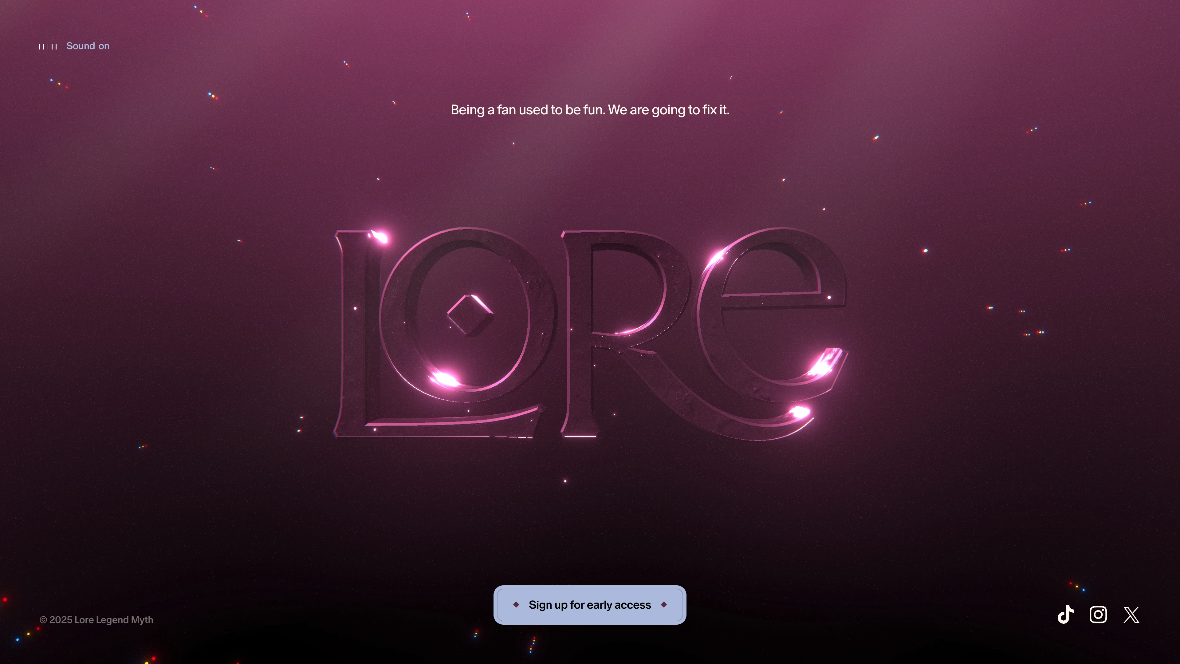 Full page screenshot of the Lore website. Lore - Being a fan used to be fun. We are going to fix it.