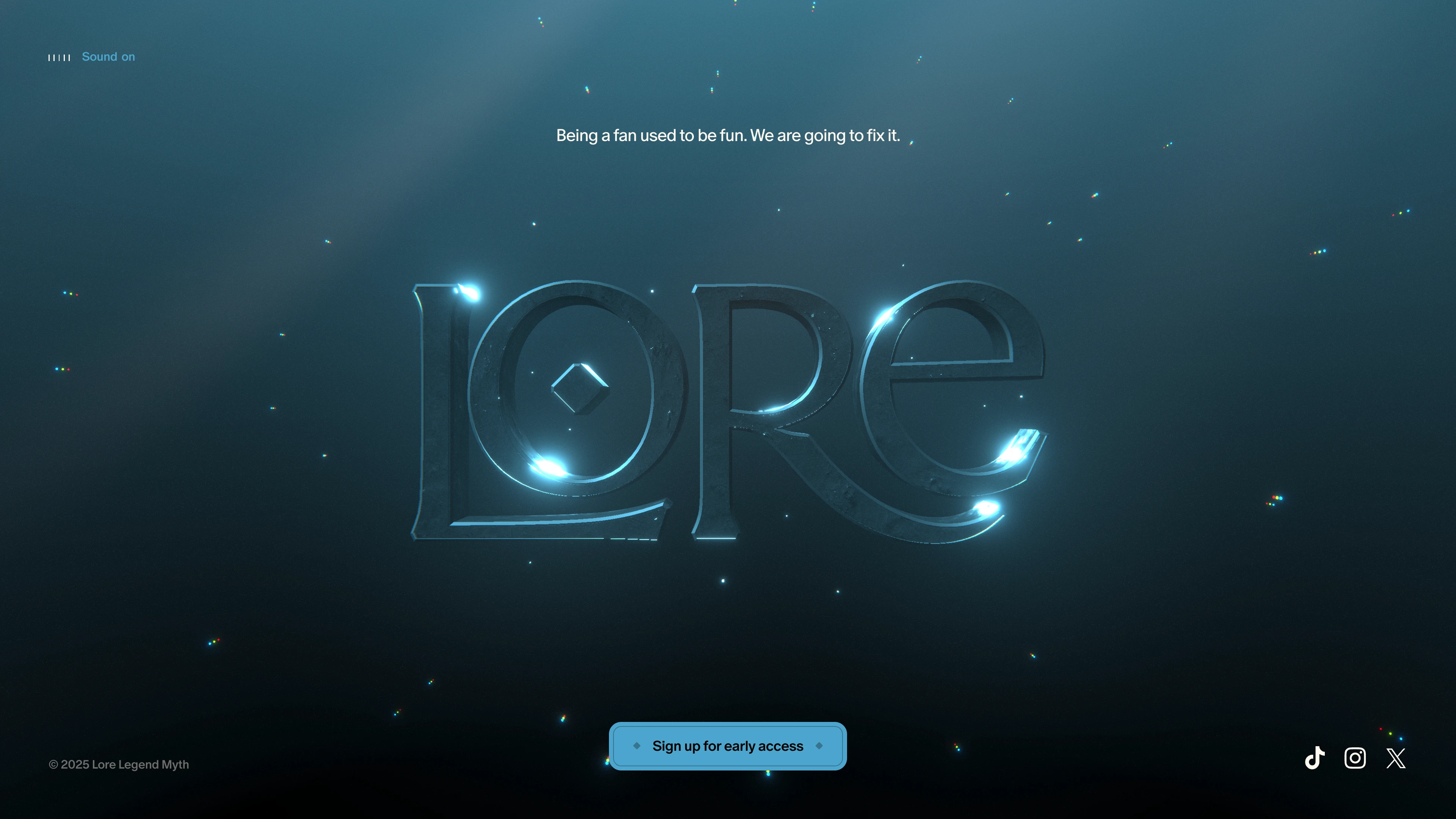Full page screenshot of the Lore website. Lore - Being a fan used to be fun. We are going to fix it.