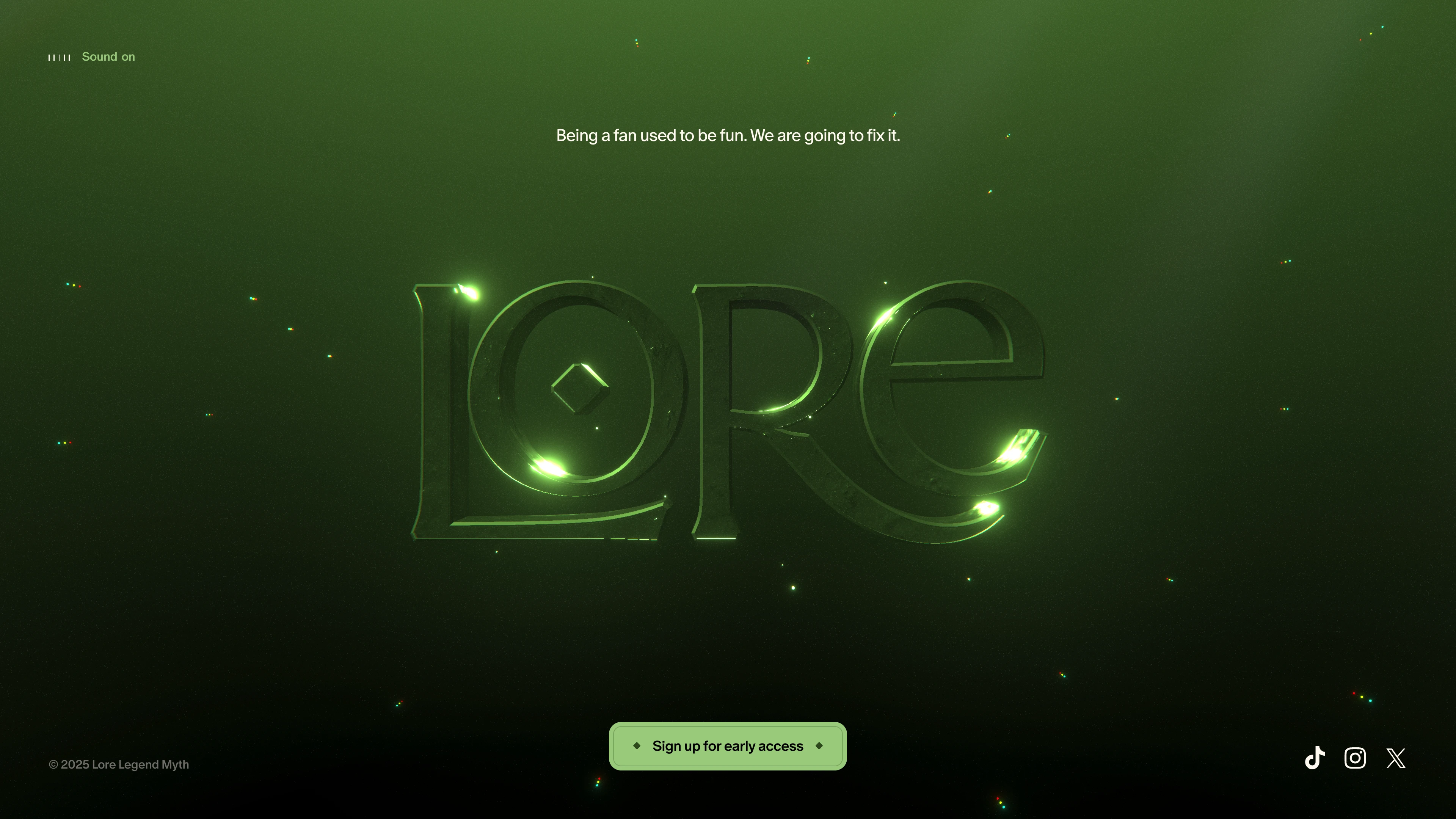 Full page screenshot of the Lore website. Lore - Being a fan used to be fun. We are going to fix it.