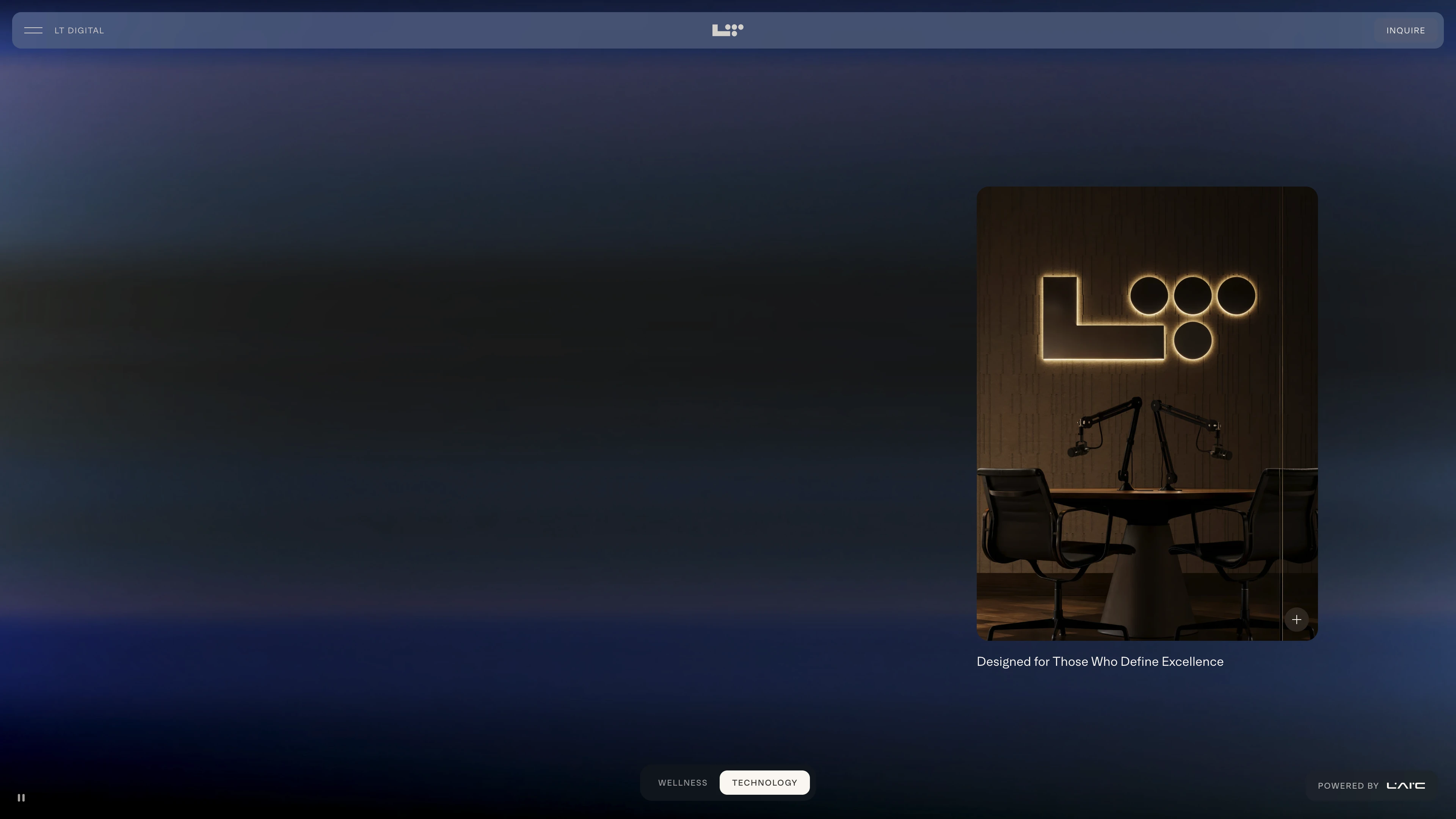 Full page screenshot of the LT Digital website. High performance fitness studio, NYC. Exclusive state-of-the-art gym with …