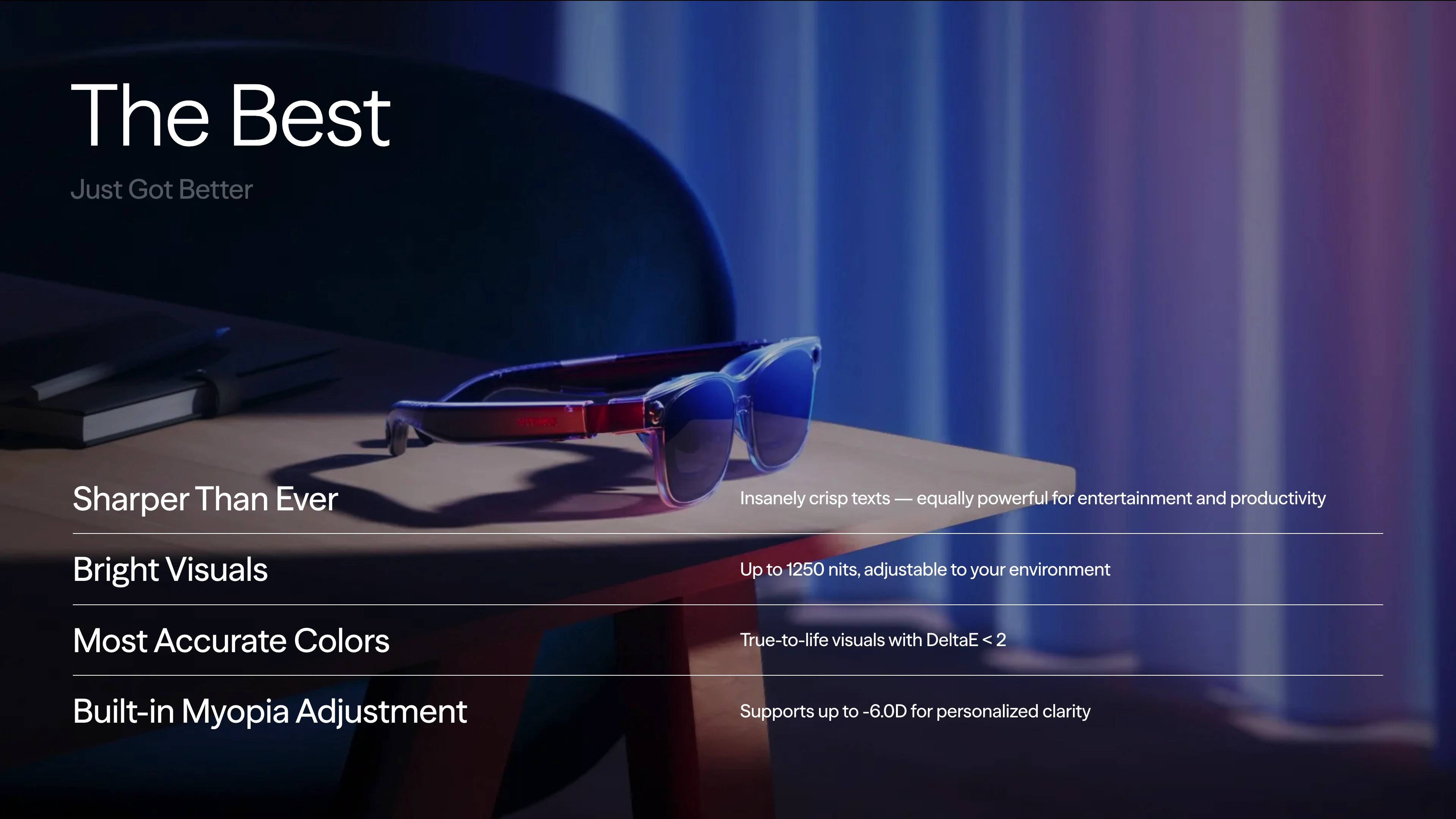Full page screenshot of the VITURE website. Next Gen XR Glasses. Making the parallel possible.