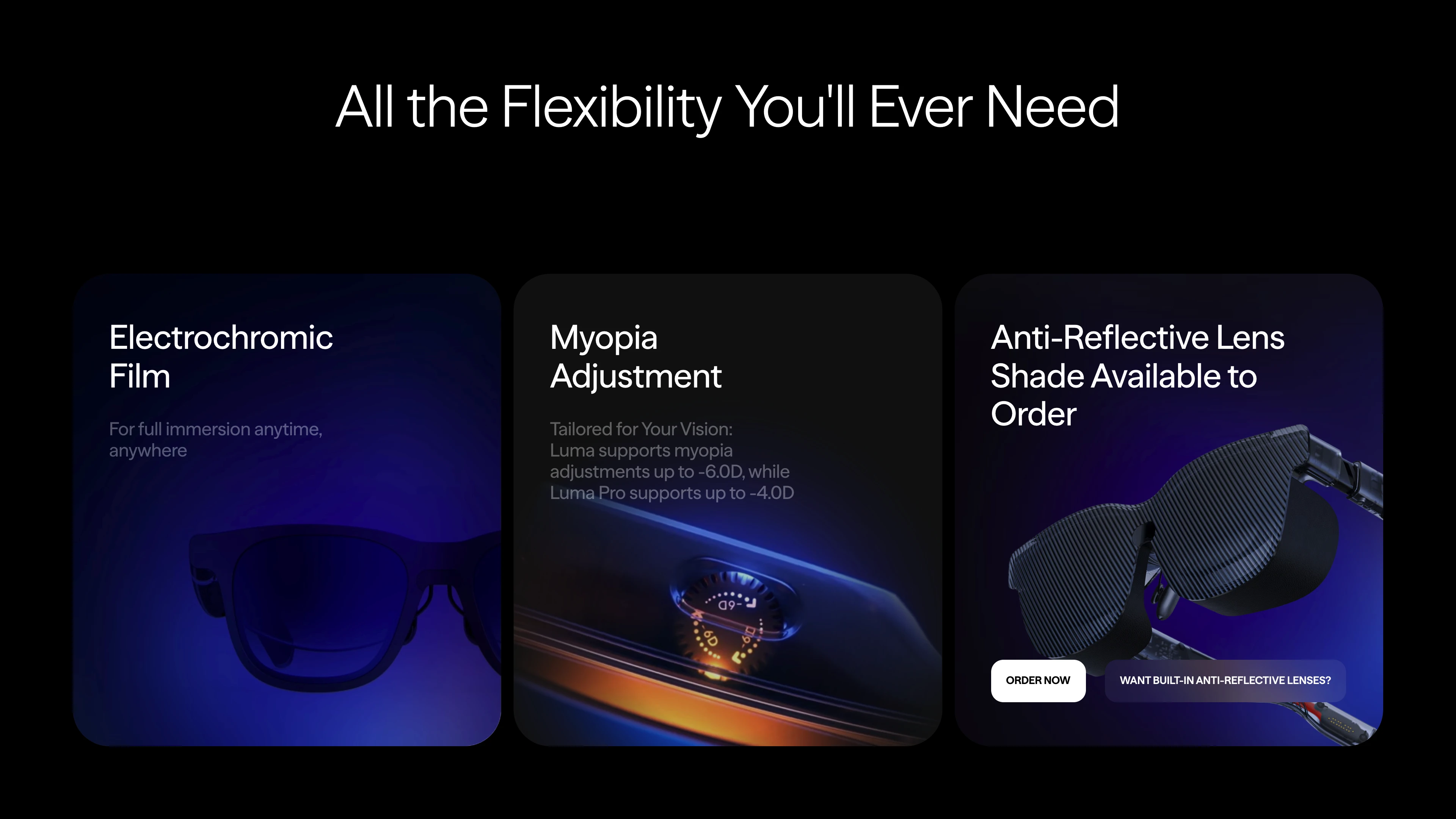 Full page screenshot of the VITURE website. Next Gen XR Glasses. Making the parallel possible.