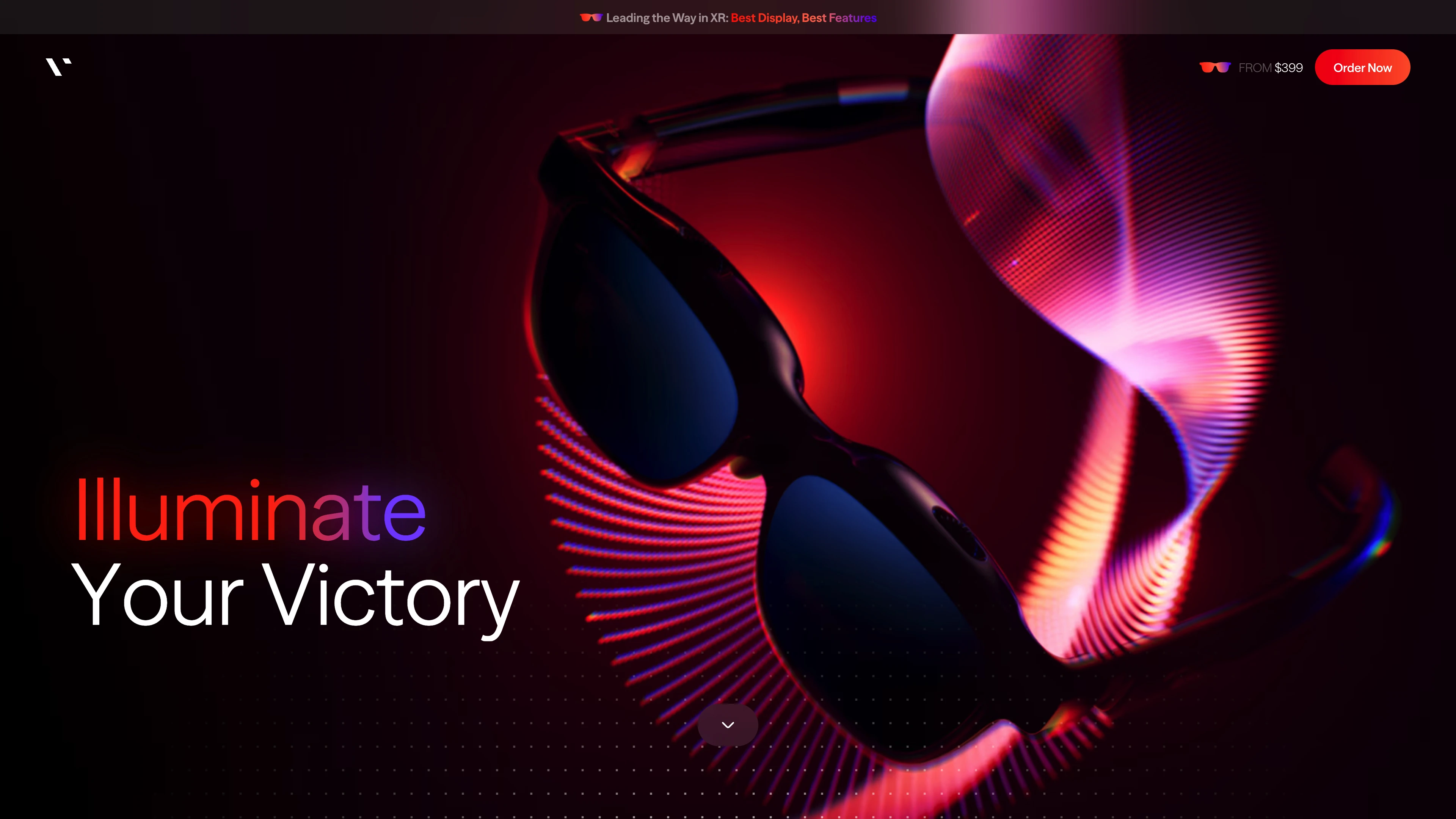 Full page screenshot of the VITURE website. Next Gen XR Glasses. Making the parallel possible.