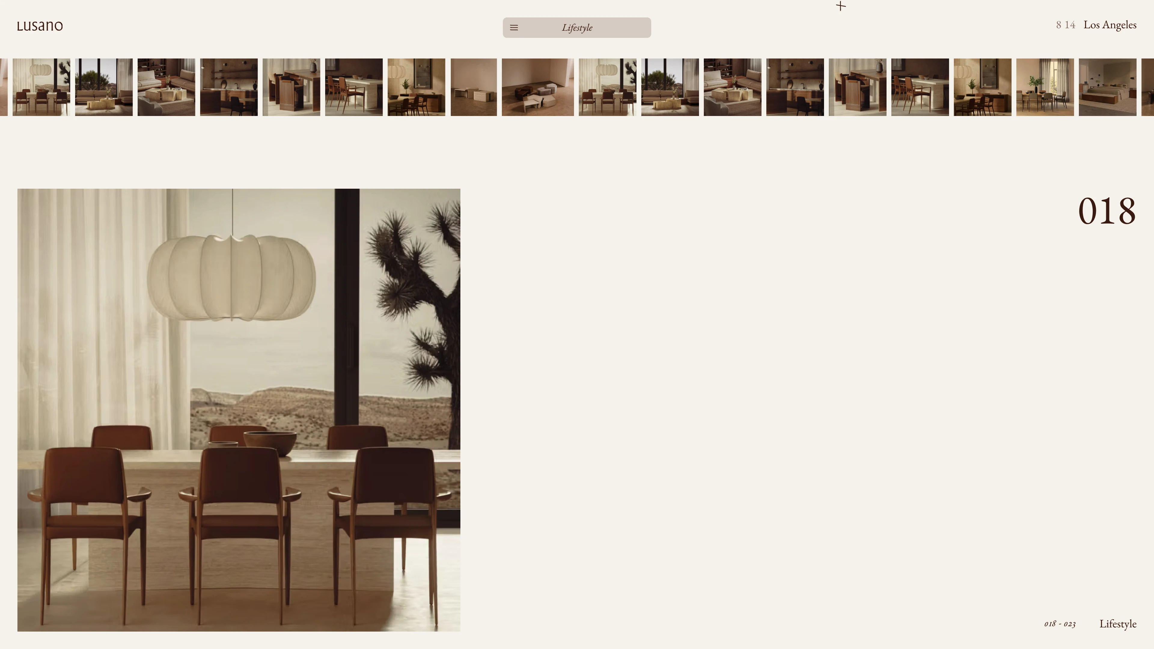 Full page screenshot of the Lusano website. From dining and coffee tables to chairs and collectibles, Lusano seamlessly …
