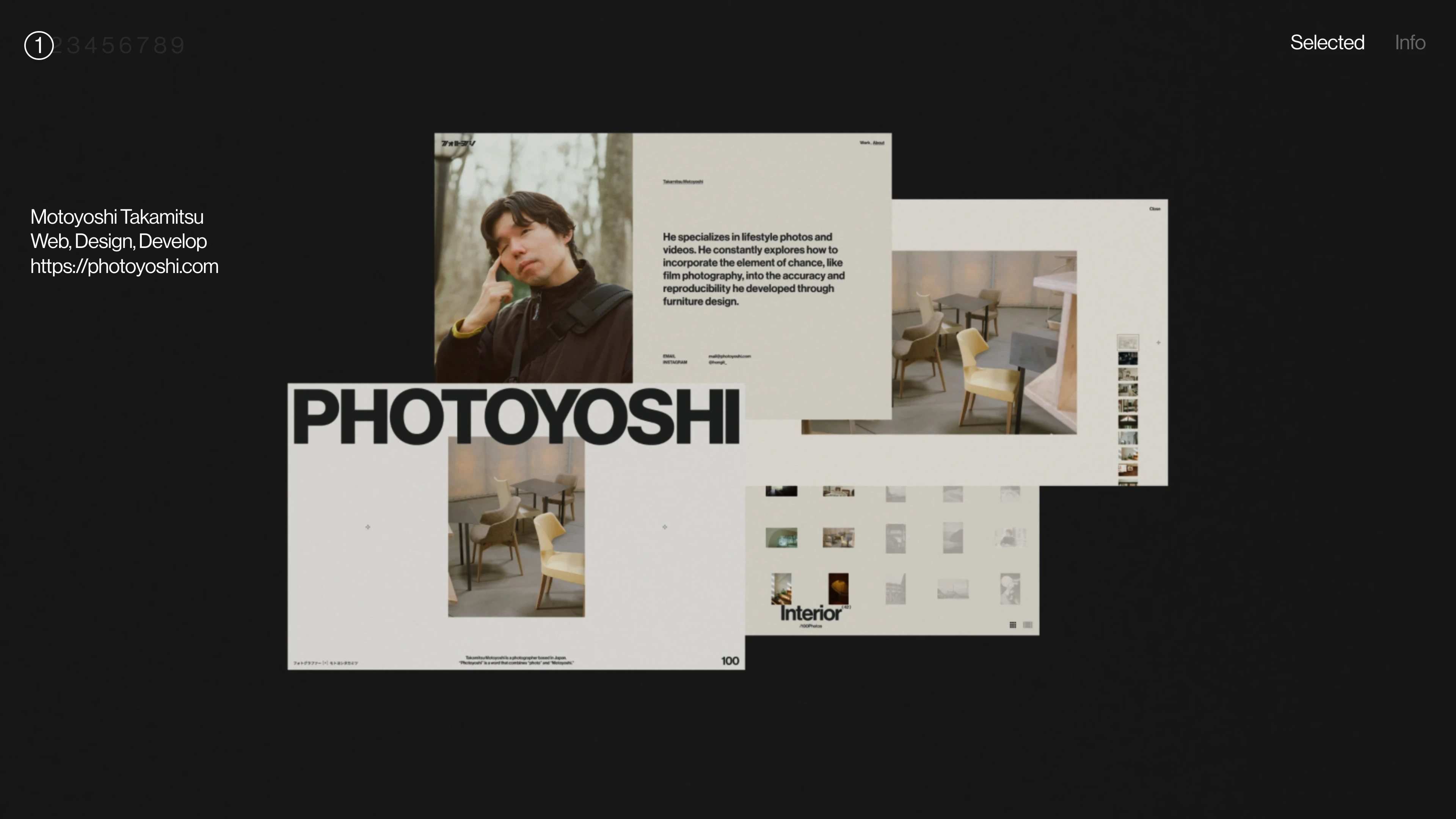Full page screenshot of the Muramoto Meguru website. He works across web and digital design, focusing on both visual design and …