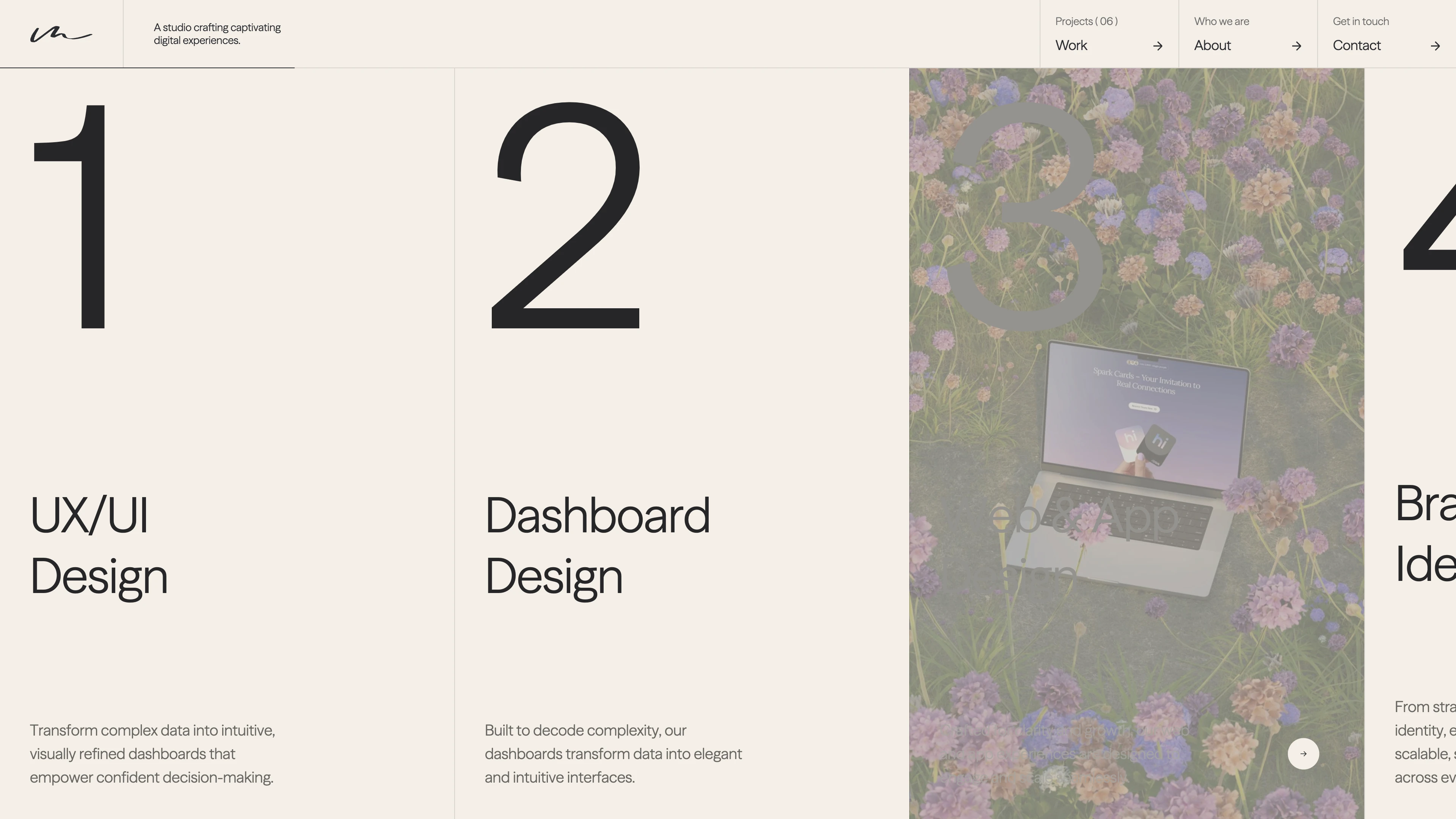 Full page screenshot of the MIUX Studio website. A UX/UI design studio dedicated to elevating brands with user-focused web and …