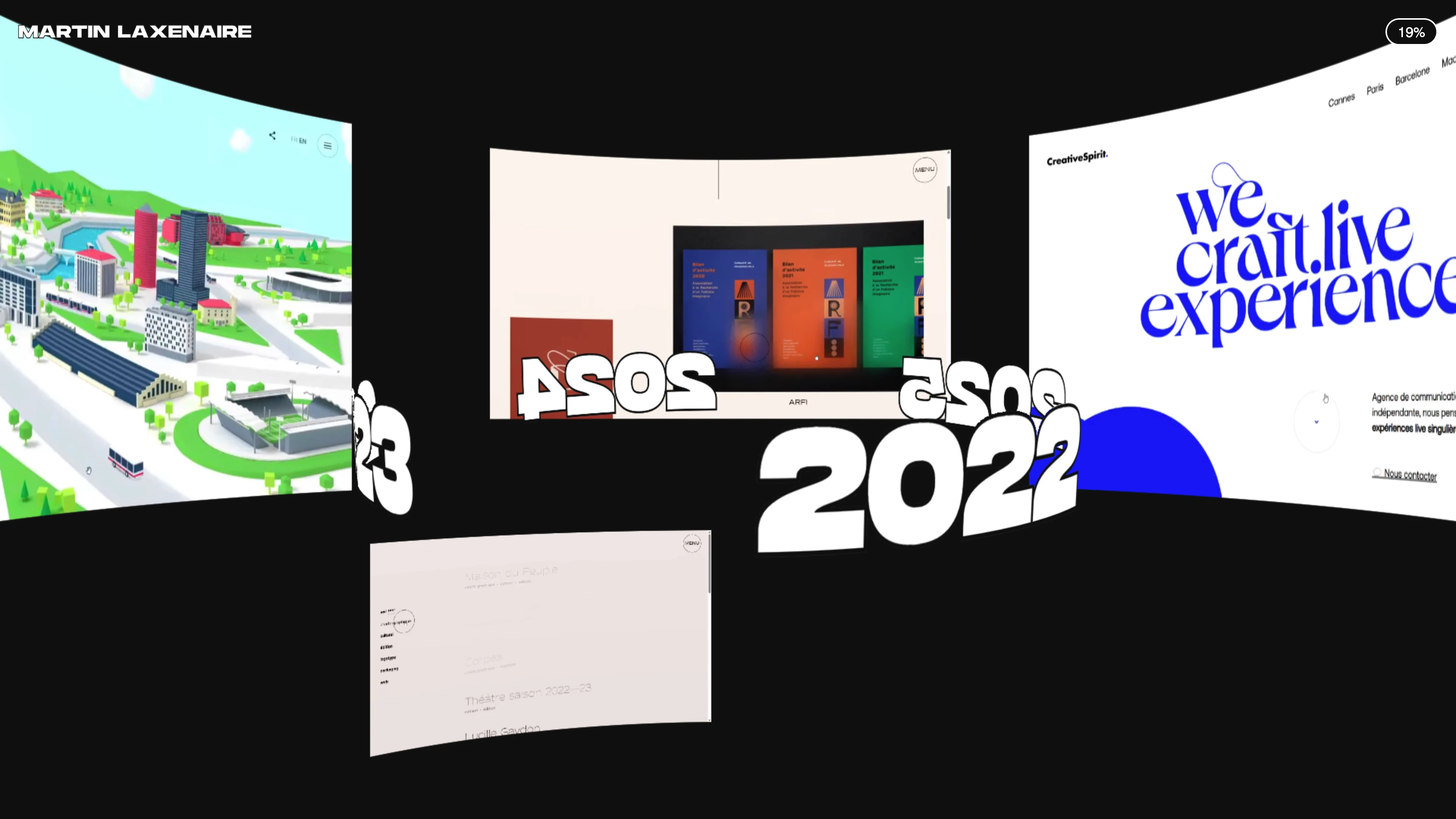 Full page screenshot of the Martin Laxenaire website. I am a front-end developer specialized in animations, micro-interactions, …