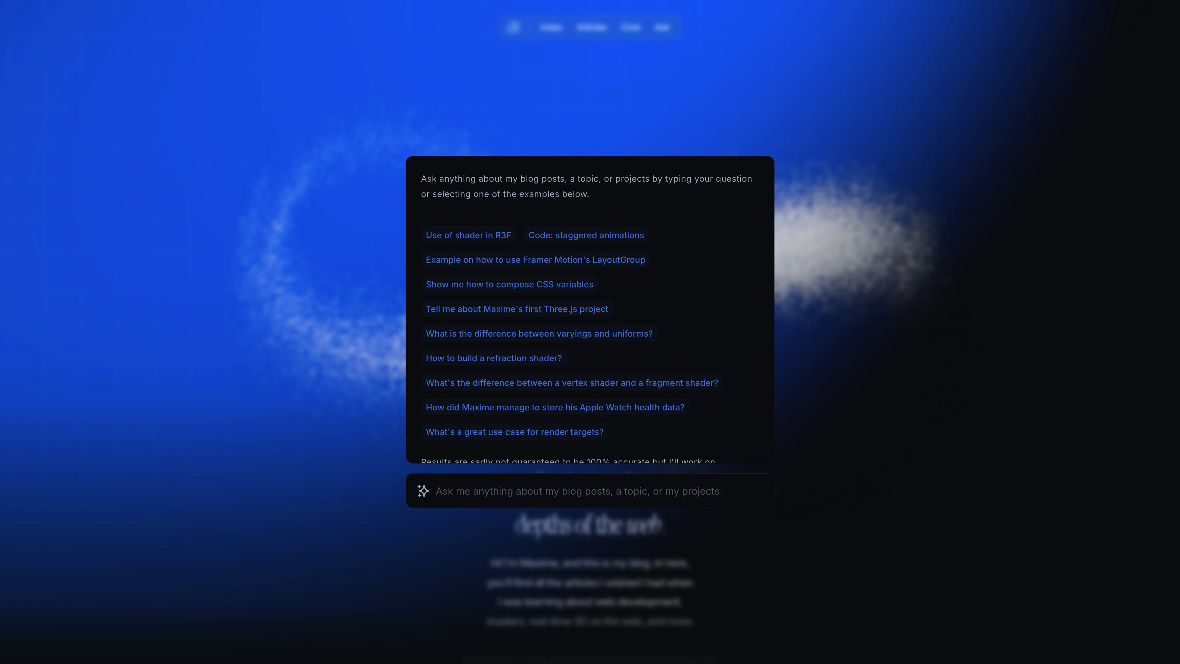 Full page screenshot of the The Blog of Maxime Heckel website. Hi I'm Maxime, and this is my blog. In here, you'll find all the articles I …