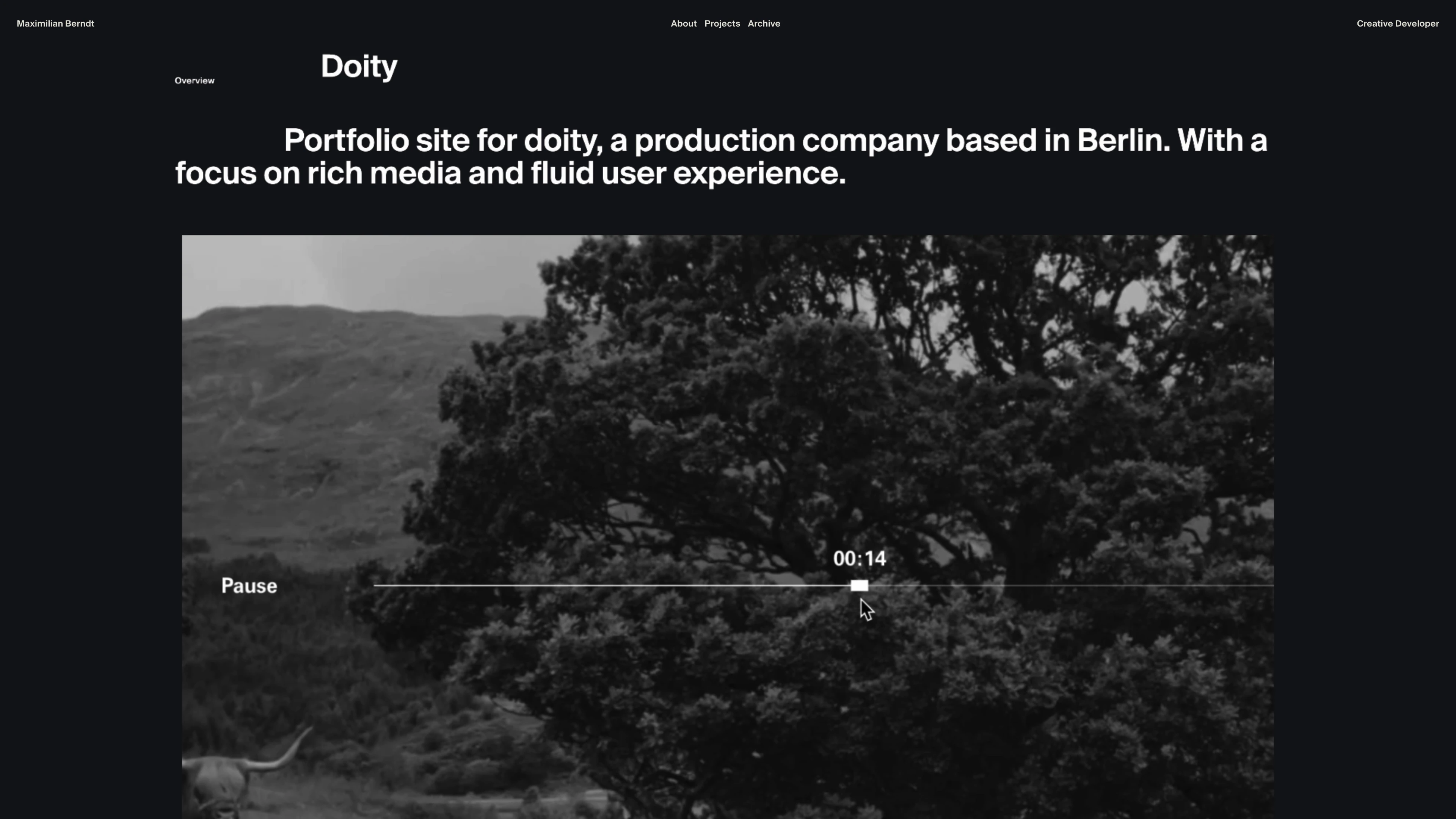 Full page screenshot of the Maximilian Berndt website. I am a Creative Developer, focused on creating interactive projects, from large …
