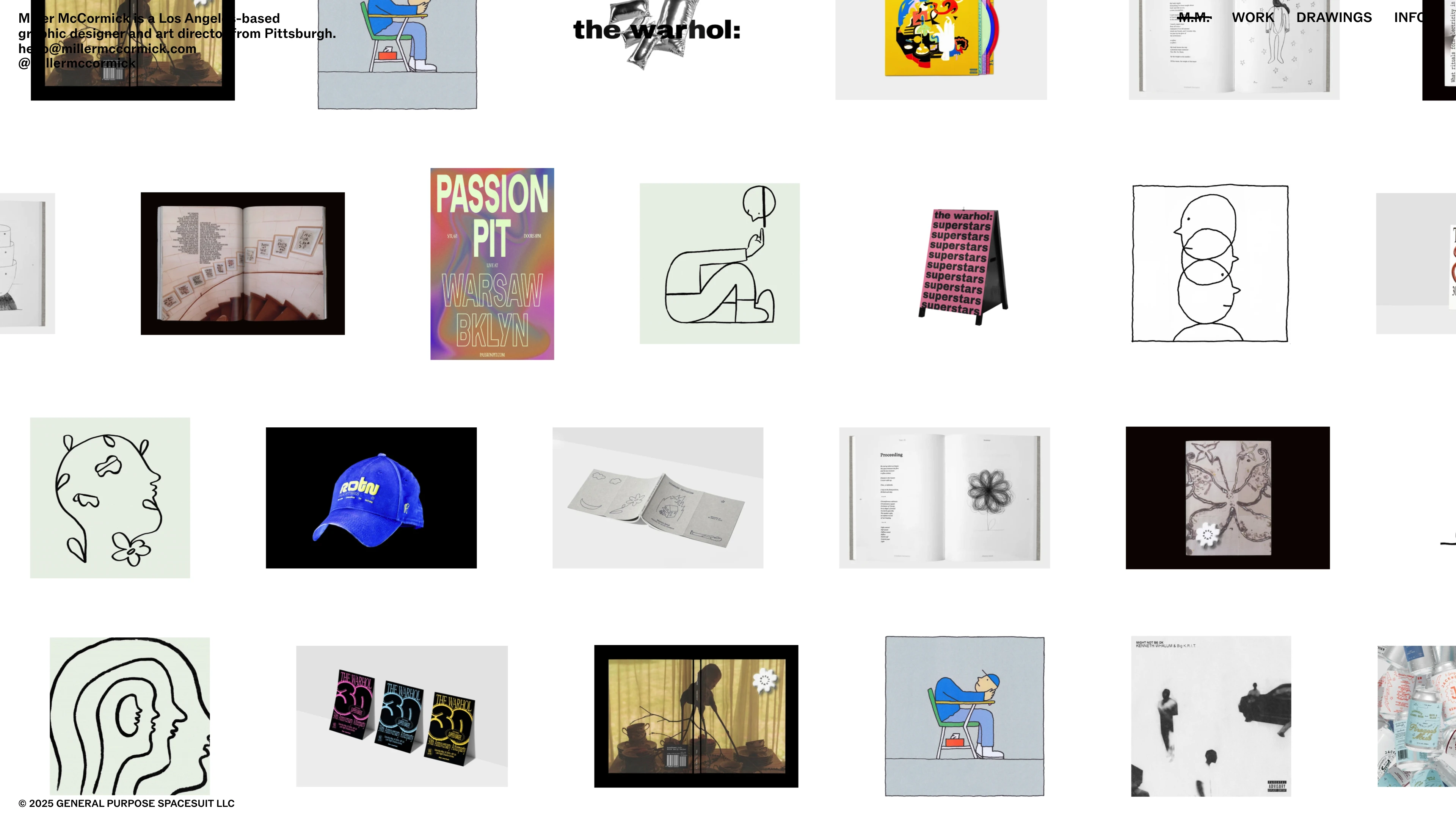 Full page screenshot of the Miller McCormick website. Miller McCormick is a Los Angeles-based designer and art director from …