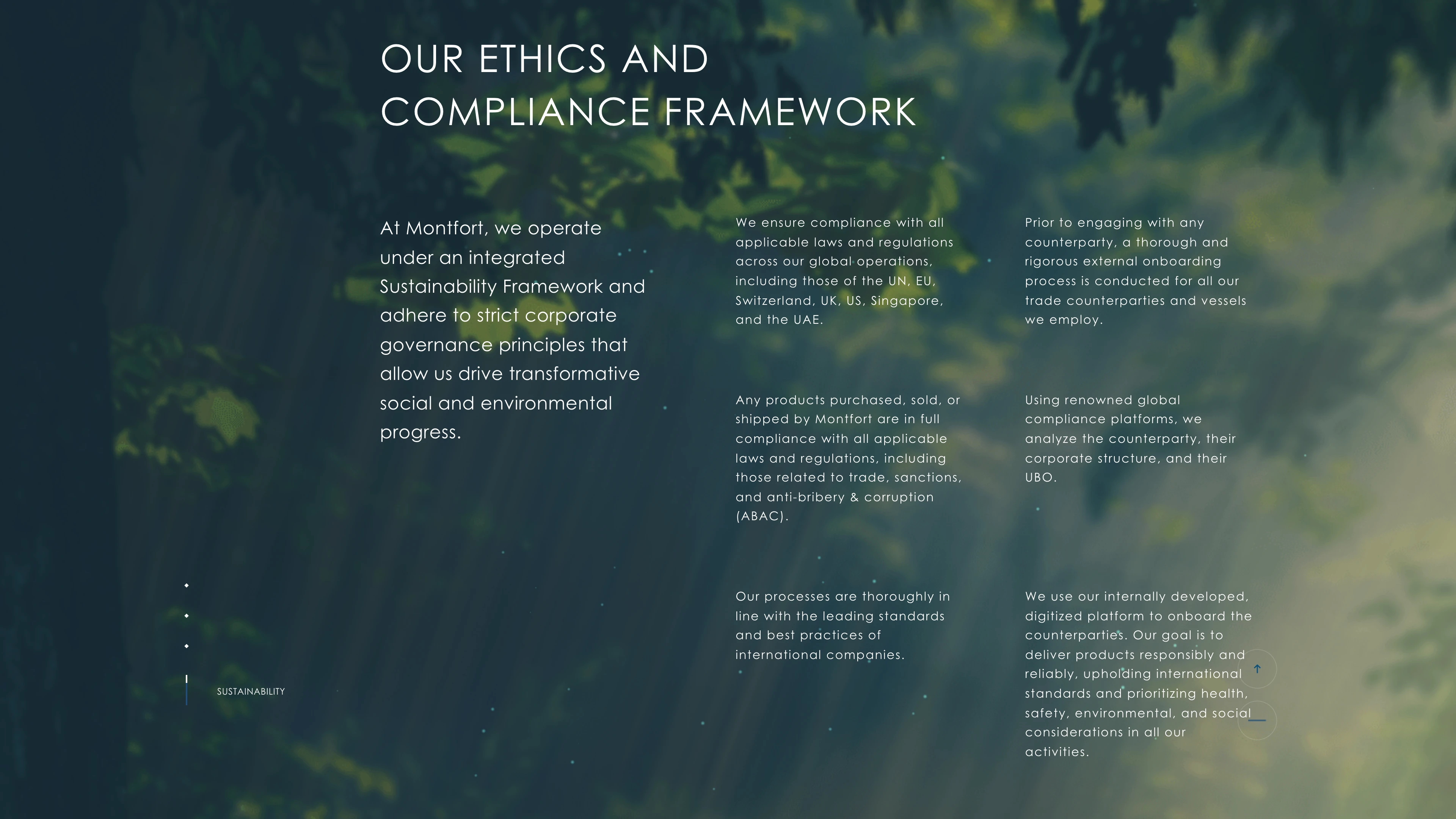 Full page screenshot of the Montfort website. We are a global commodity trading company and asset investment company that …