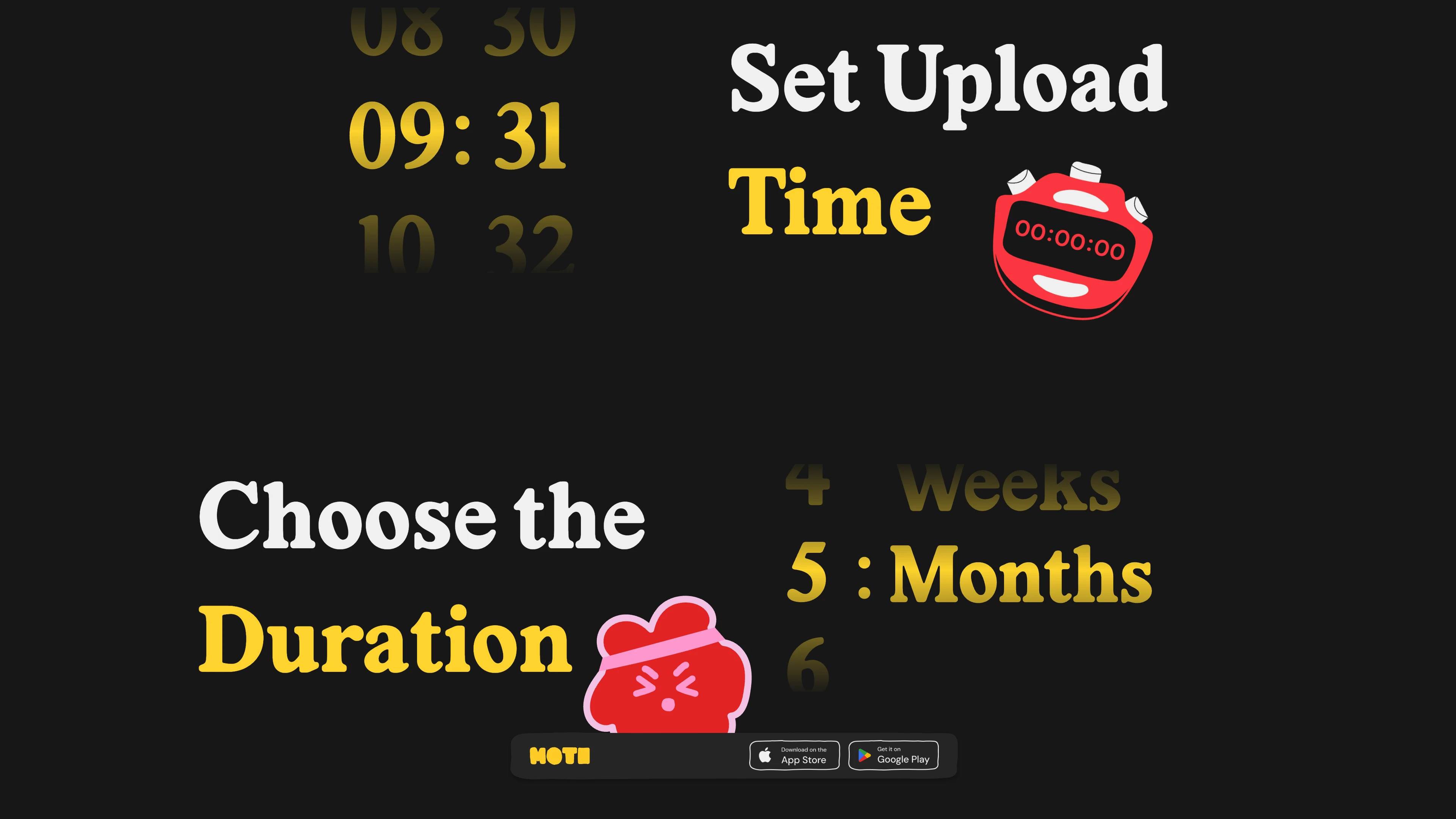 Full page screenshot of the Moti App website. The award-winning challenge creation app - Create challenges, Compete against …