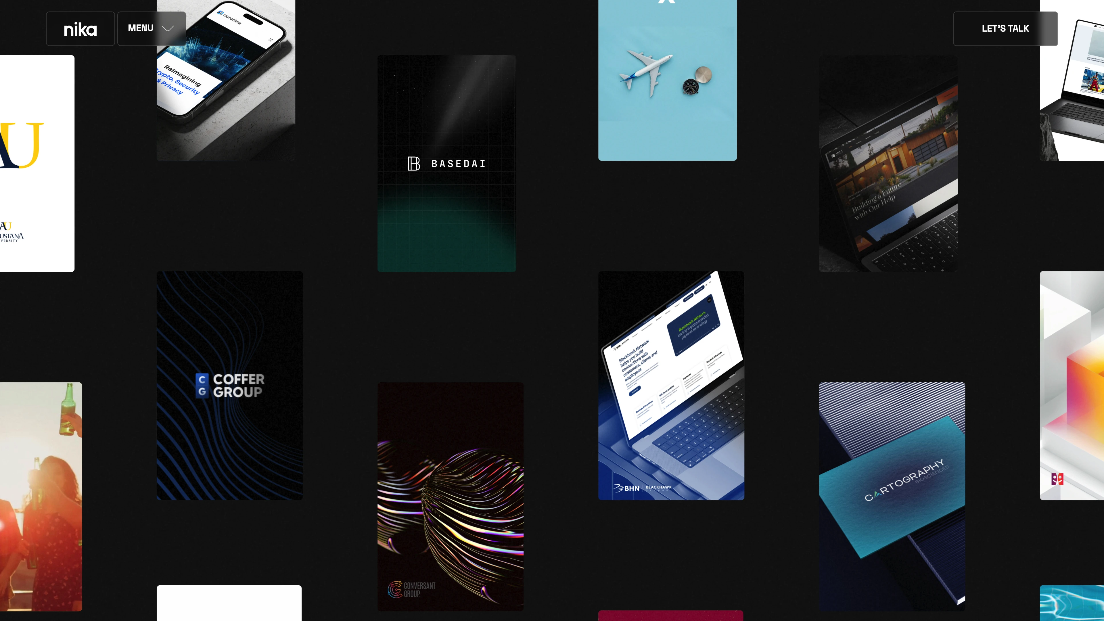 Full page screenshot of the Nika Agency website. Award-Winning Creative & Digital Agency in Silicon Valley. We thrive on …