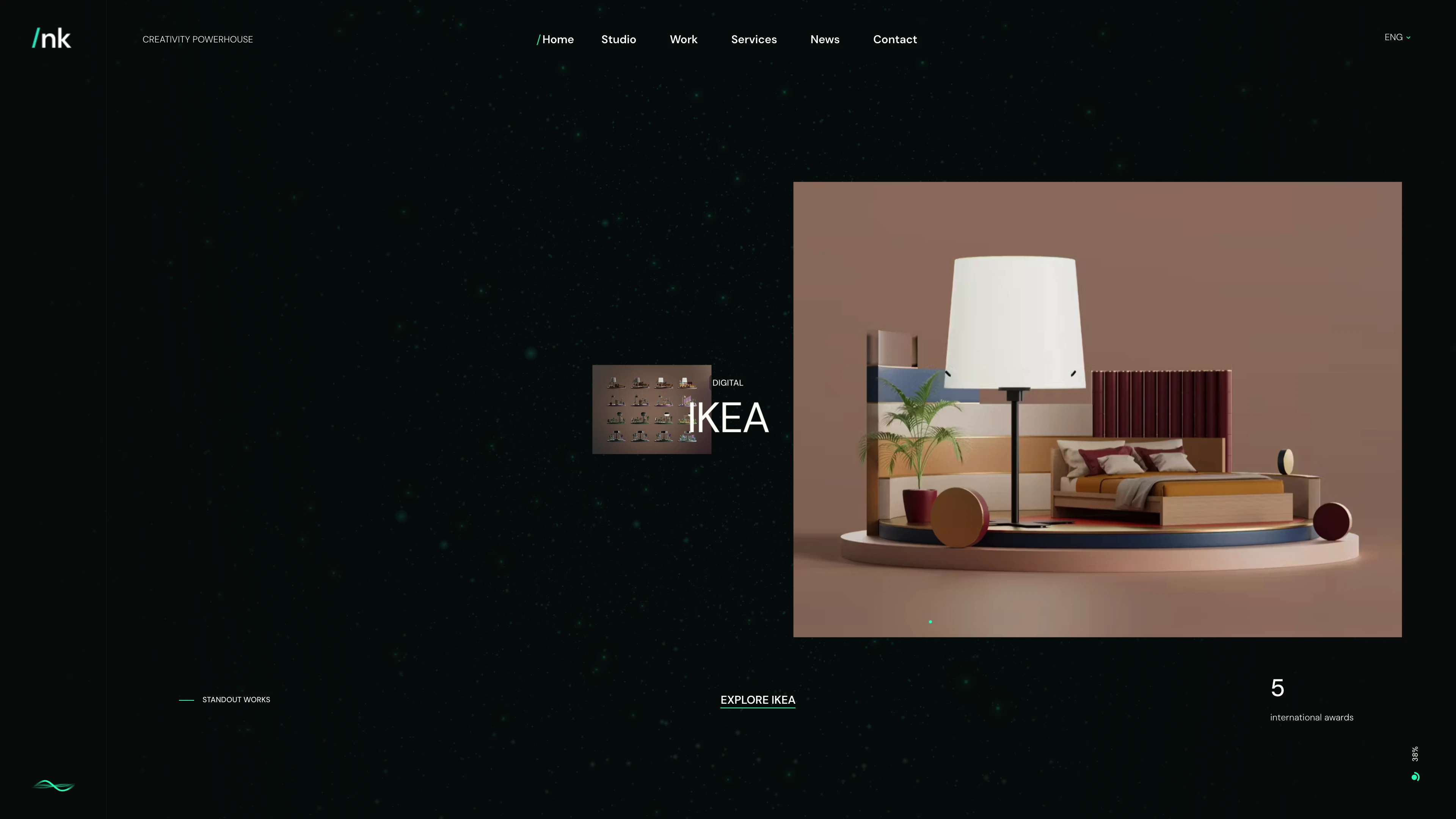 Full page screenshot of the nk.studio website. We create innovative digital products and future-focused brands. Your go-to …