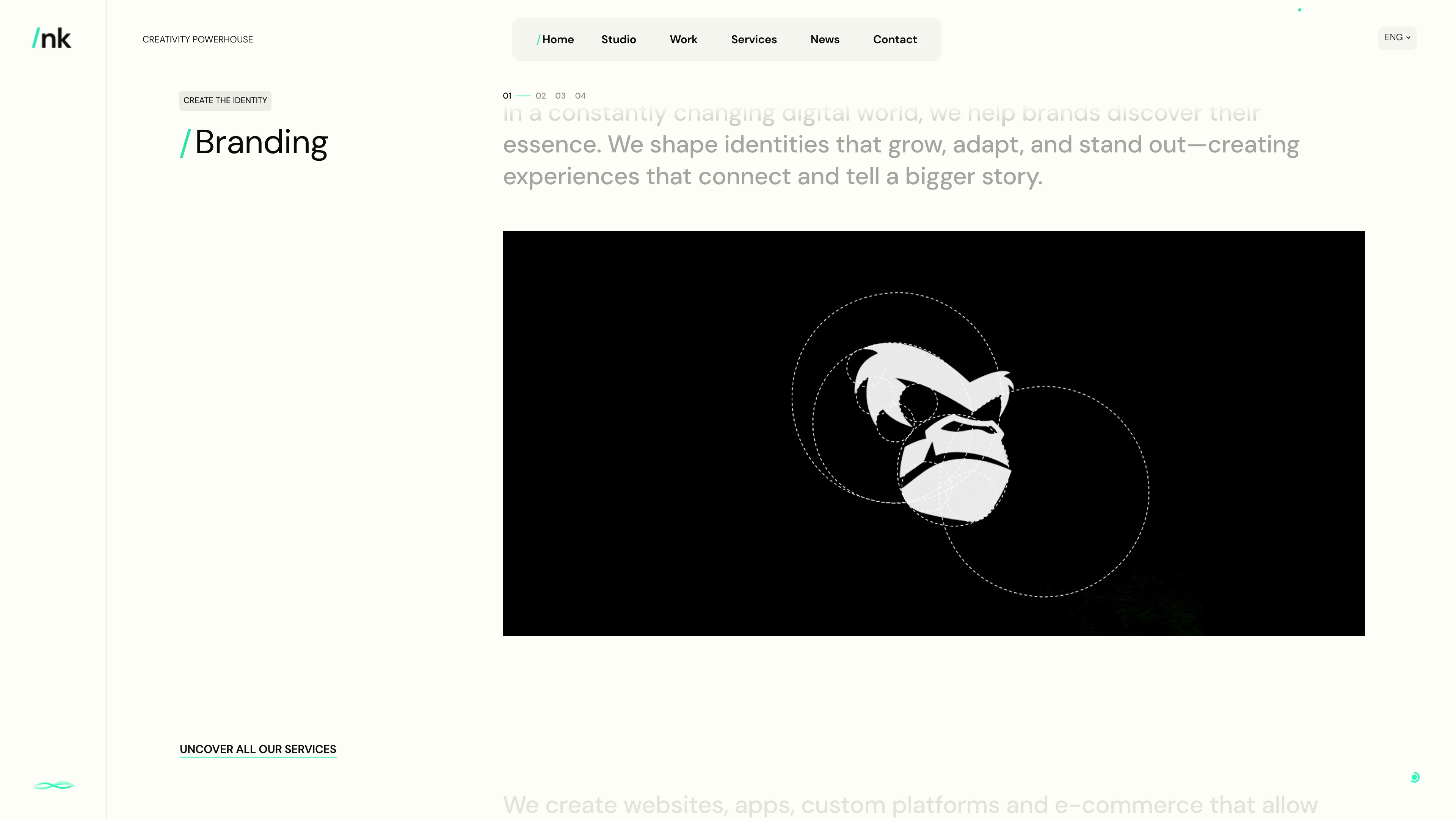 Full page screenshot of the nk.studio website. We create innovative digital products and future-focused brands. Your go-to …