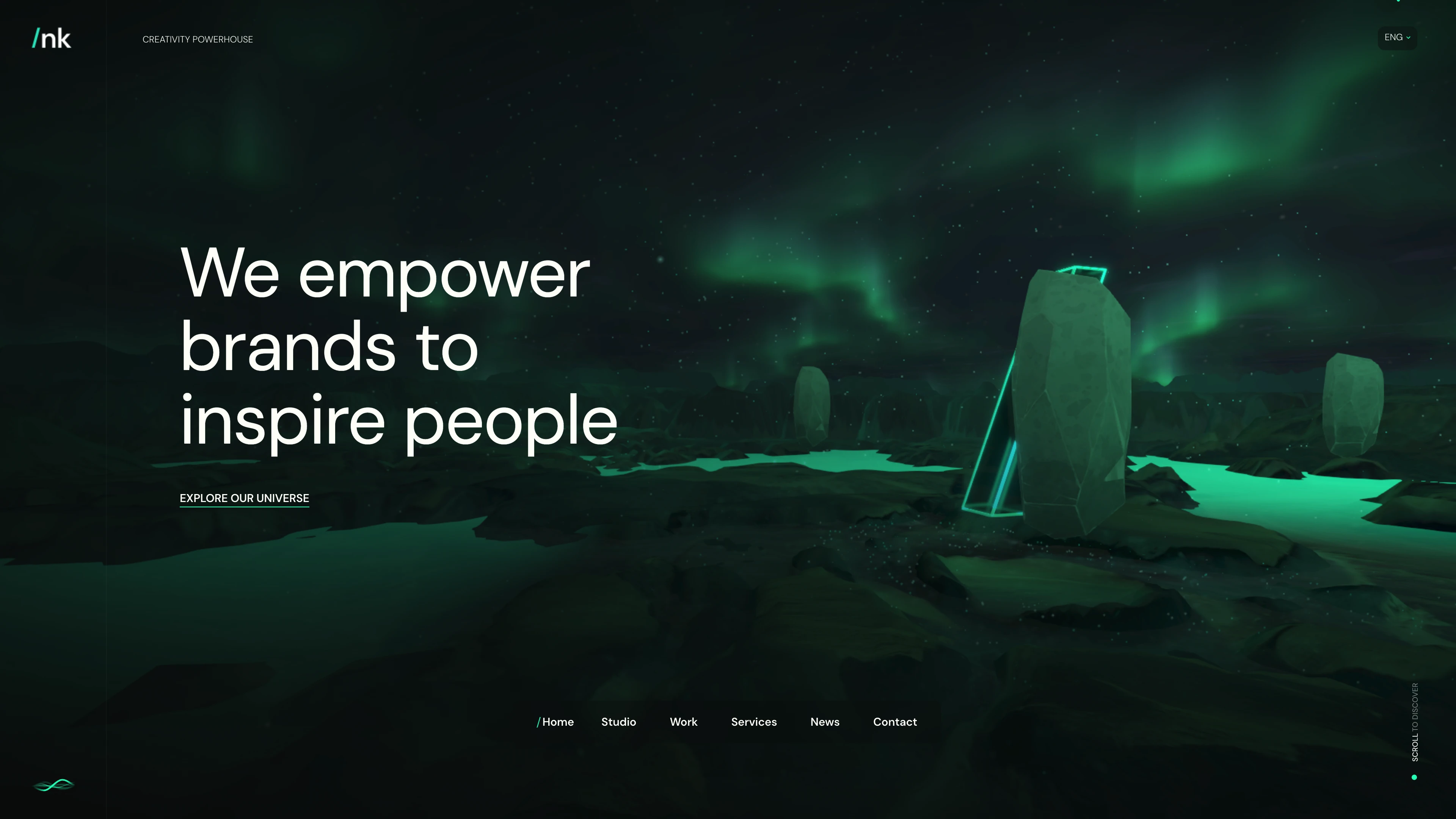 Full page screenshot of the nk.studio website. We create innovative digital products and future-focused brands. Your go-to …