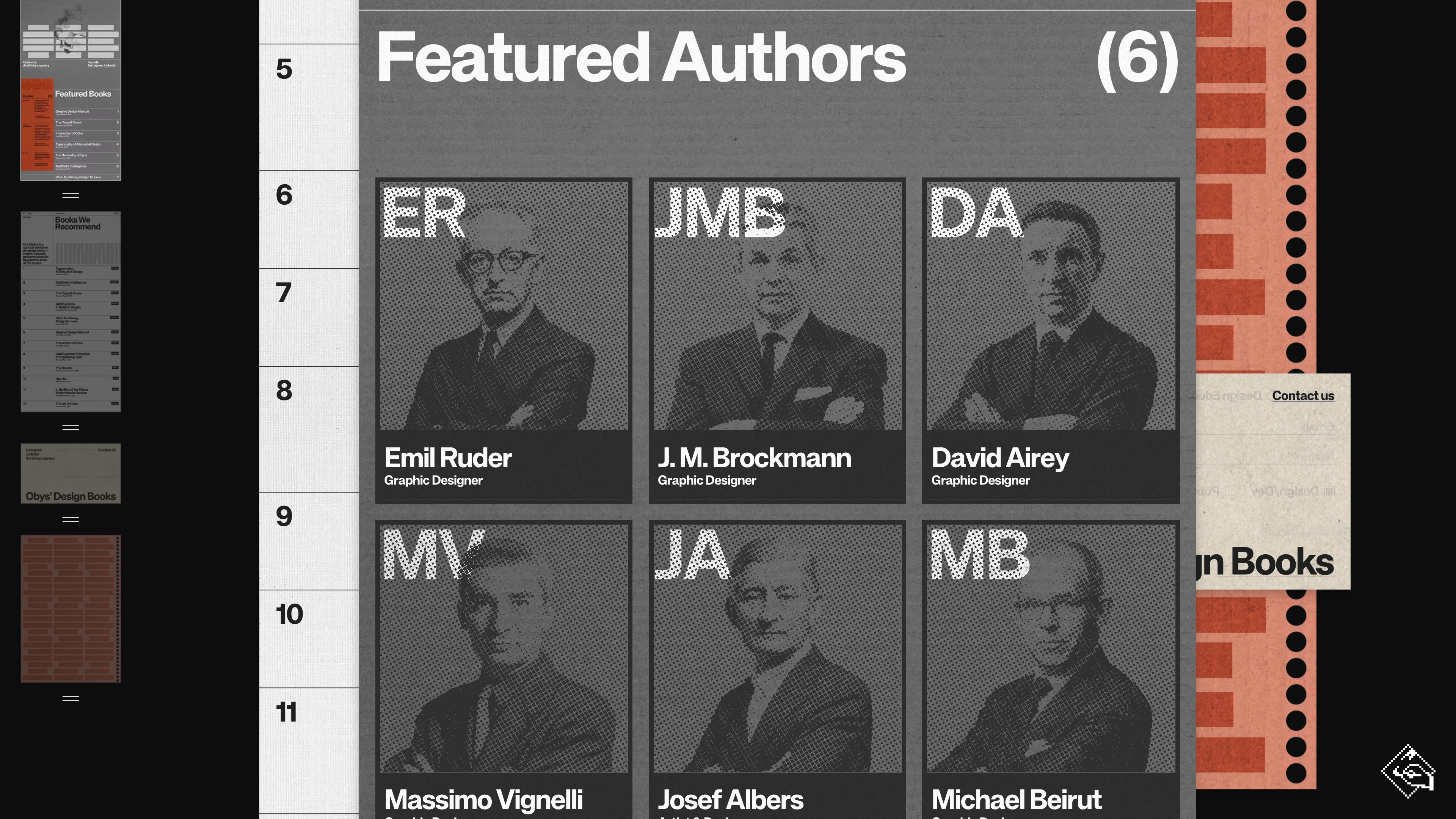 Full page screenshot of the Obys’ Design Books website. A personal selection of titles that show design in ways the screen never could. …