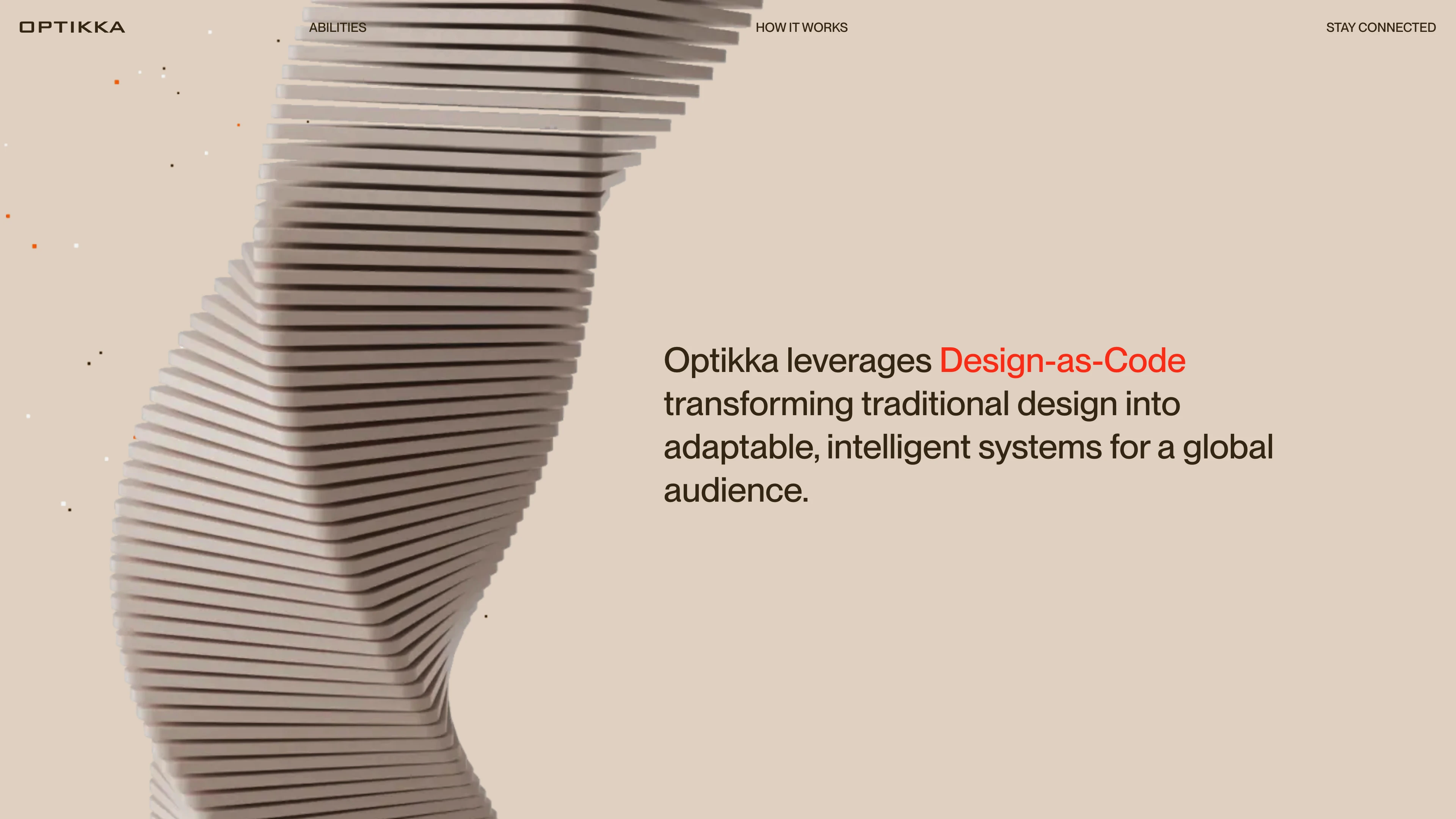 Full page screenshot of the Optikka website. Optikka redefines design workflows, empowering you to scale creative, protect …