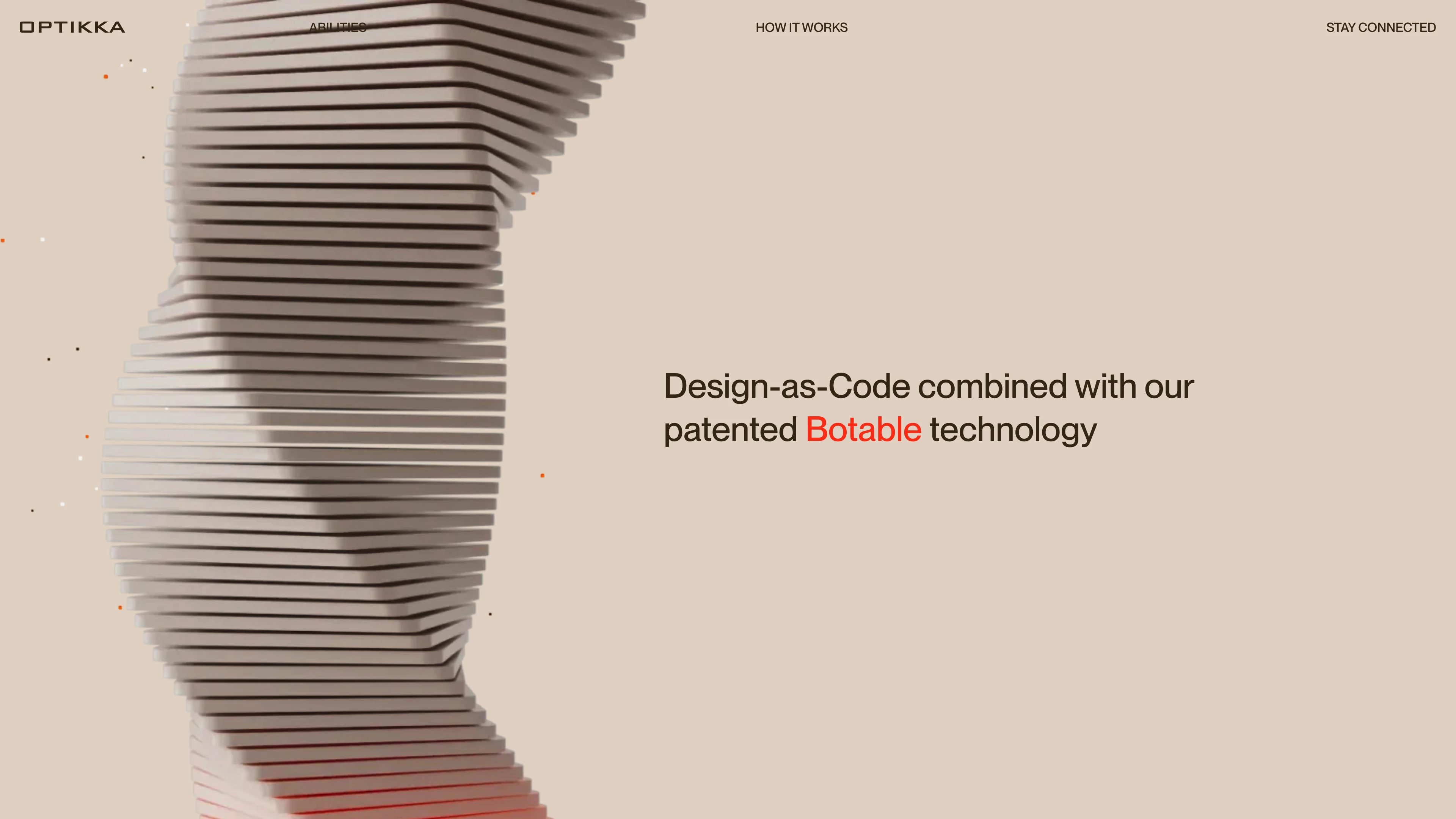 Full page screenshot of the Optikka website. Optikka redefines design workflows, empowering you to scale creative, protect …