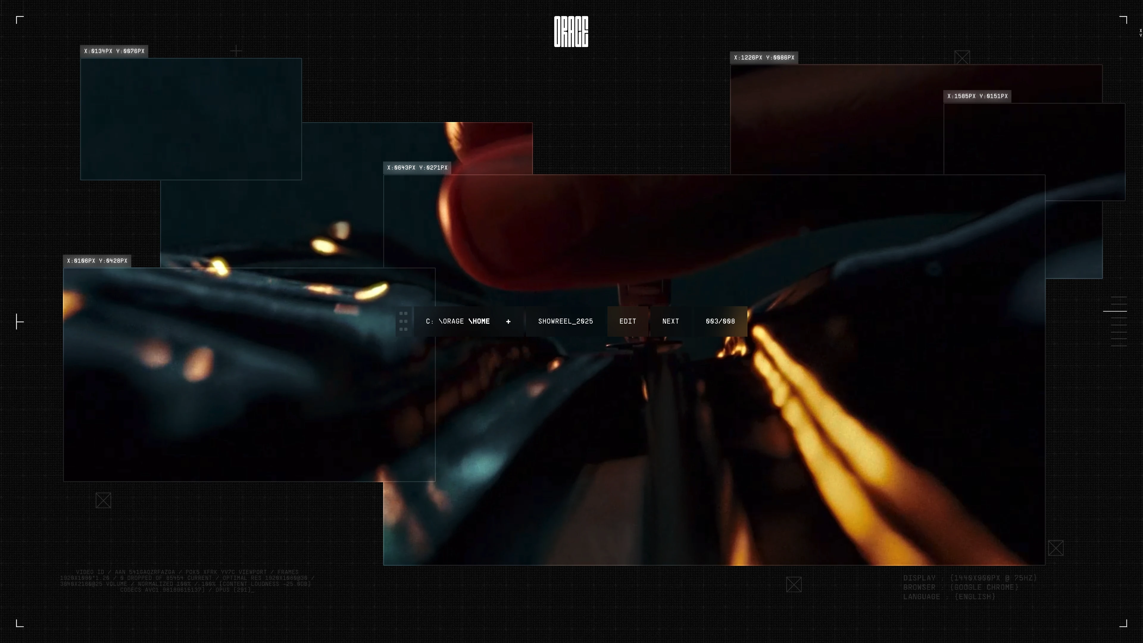 Full page screenshot of the Orage website. Orage studio is a creative post-production studio based in Paris. Combining …