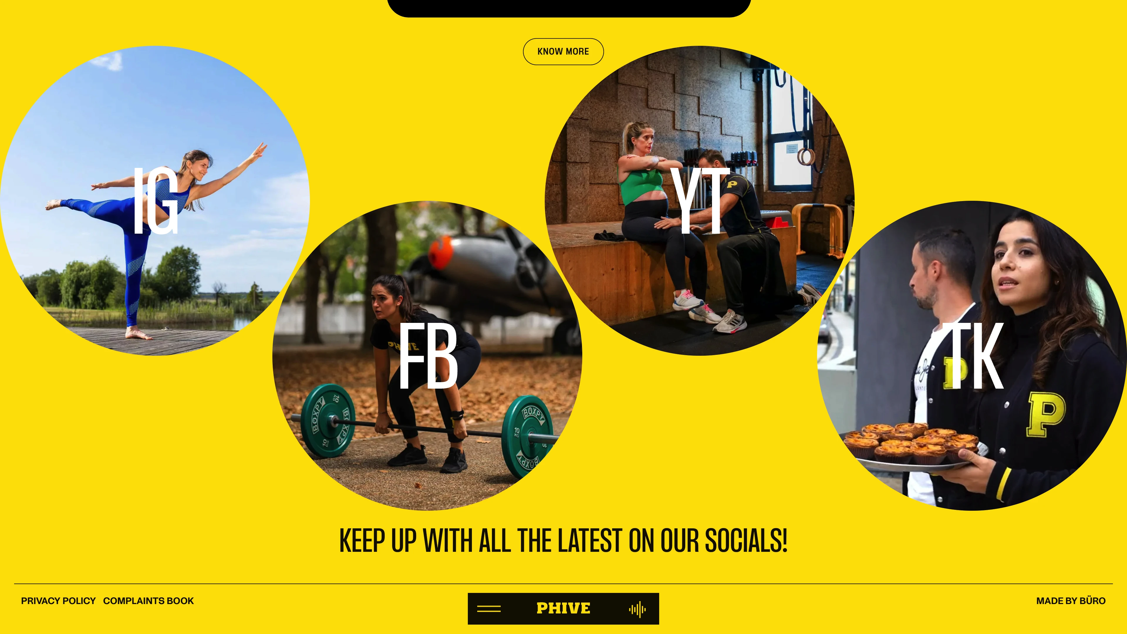 Full page screenshot of the Phive website. It's not just fitness. It's living fully