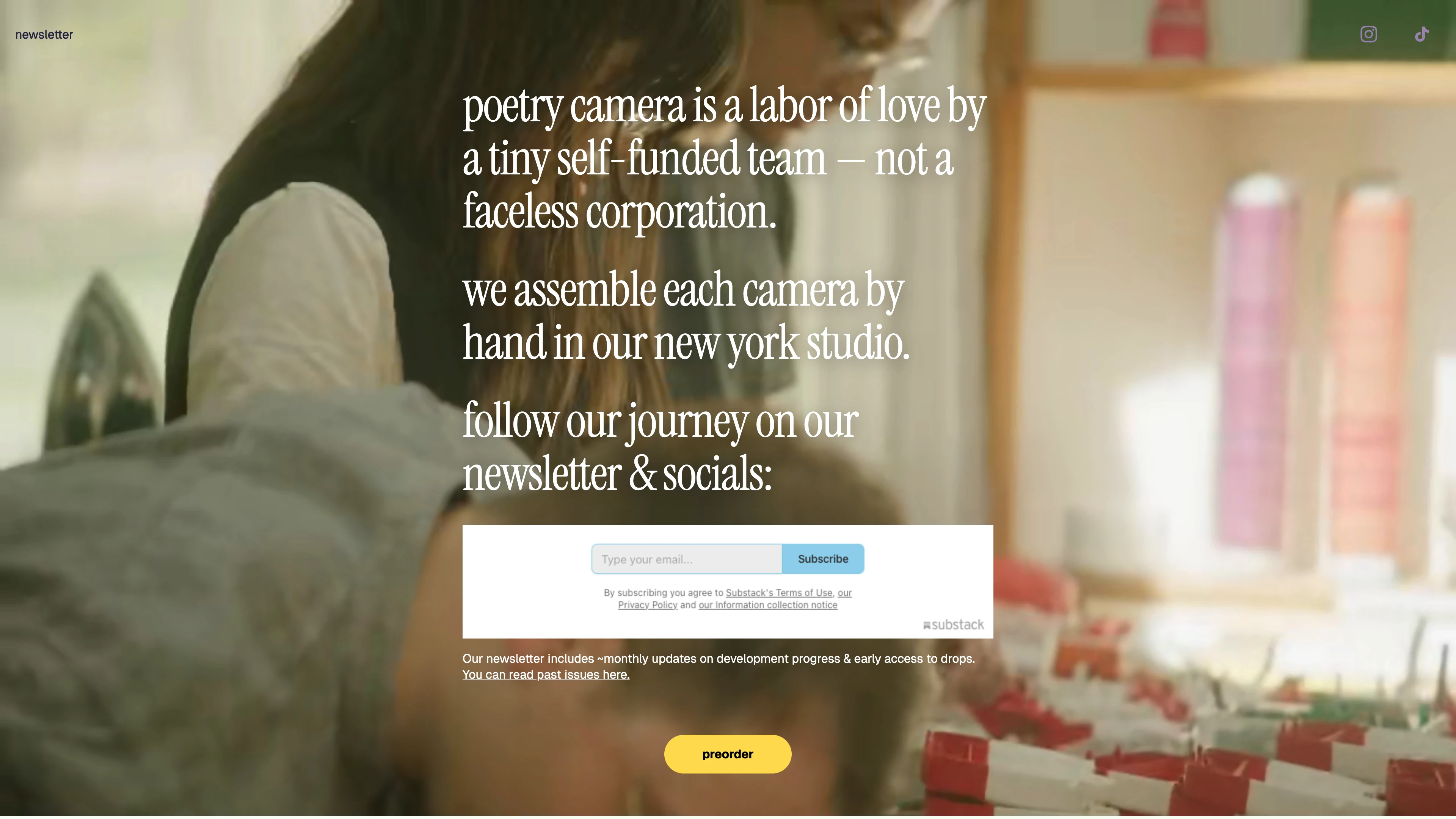Full page screenshot of the poetry camera website. poetry camera is a new way to see your world. take a photo with the camera... …