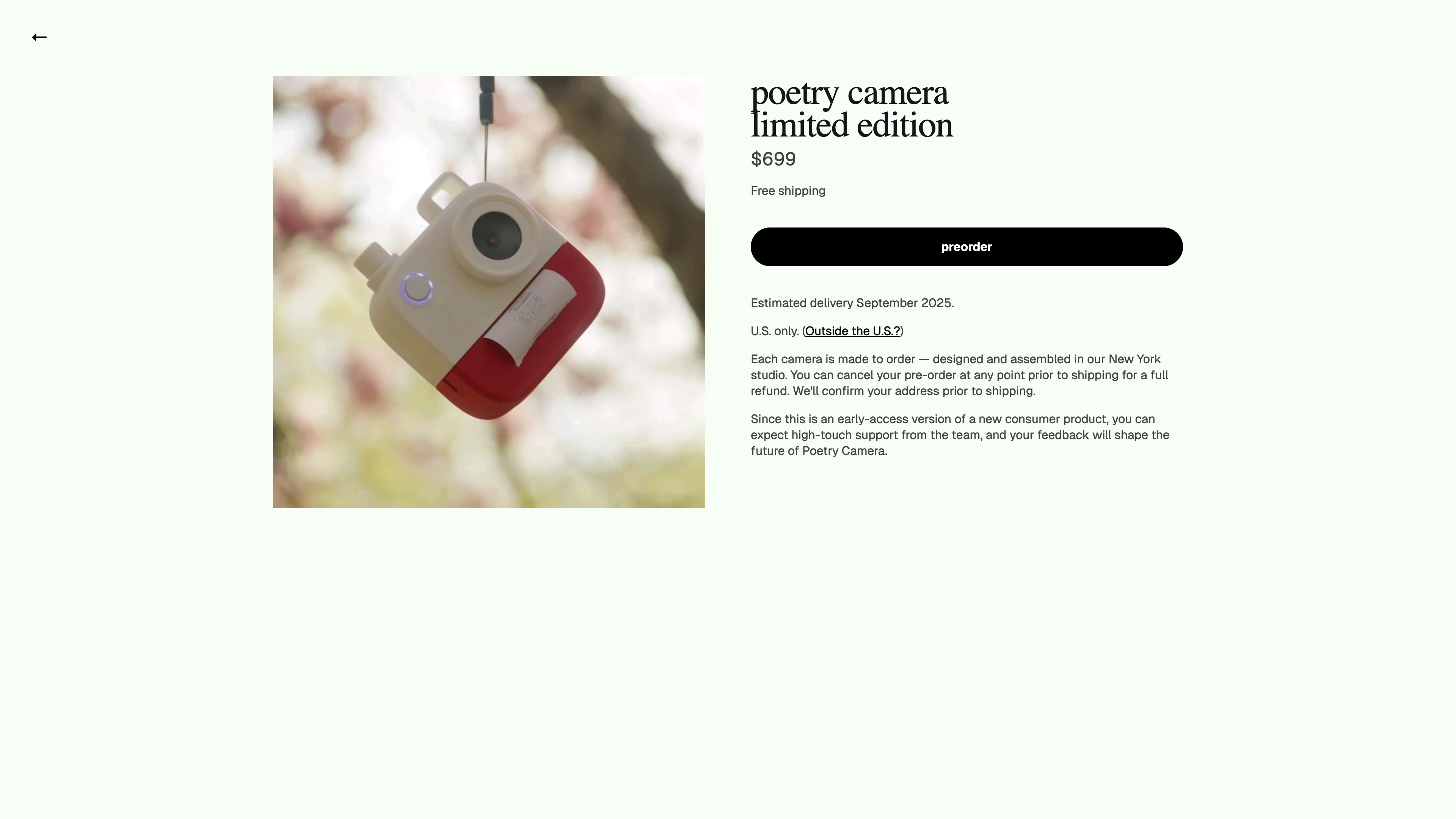 Full page screenshot of the poetry camera website. poetry camera is a new way to see your world. take a photo with the camera... …