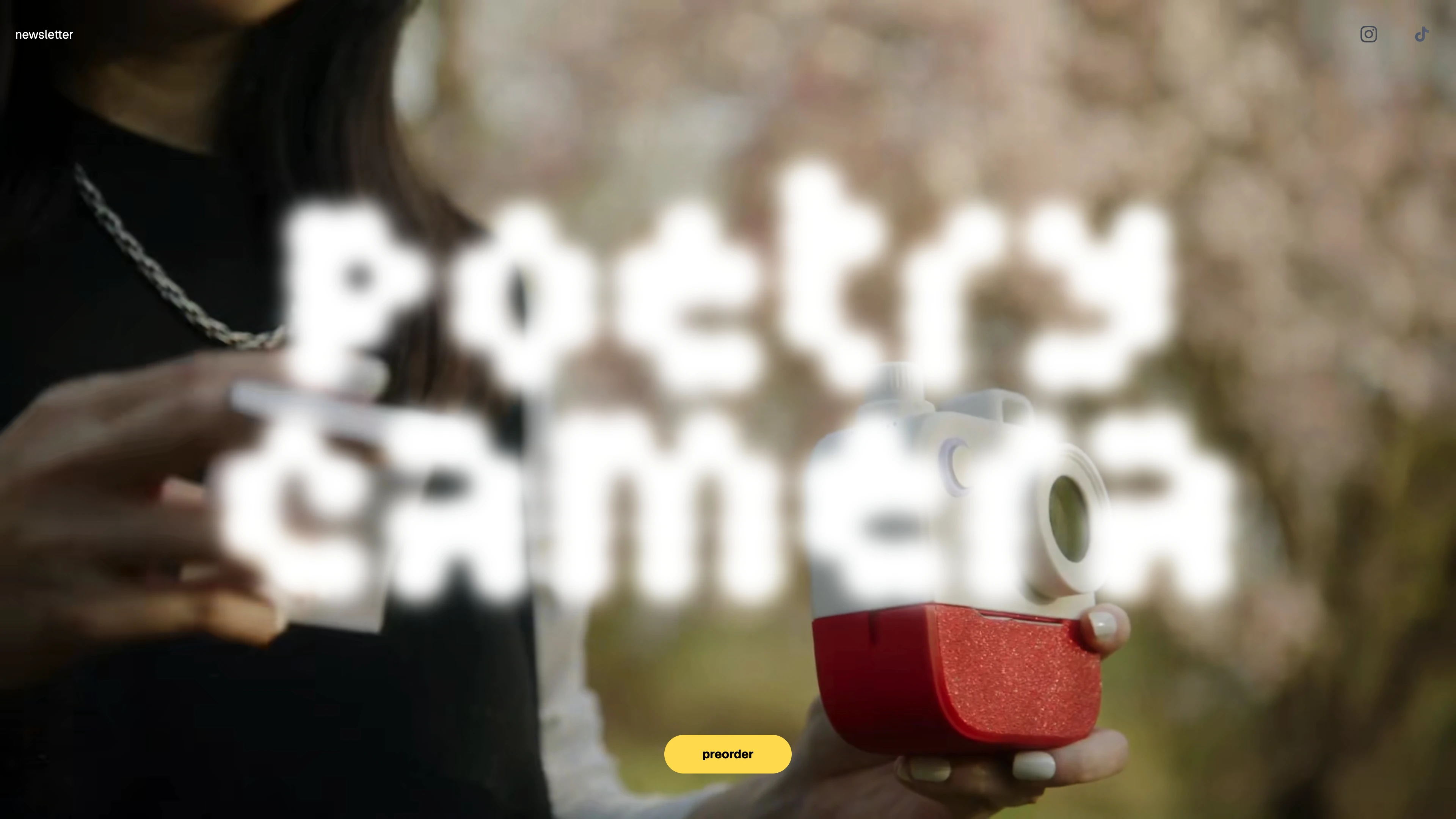 Full page screenshot of the poetry camera website. poetry camera is a new way to see your world. take a photo with the camera... …
