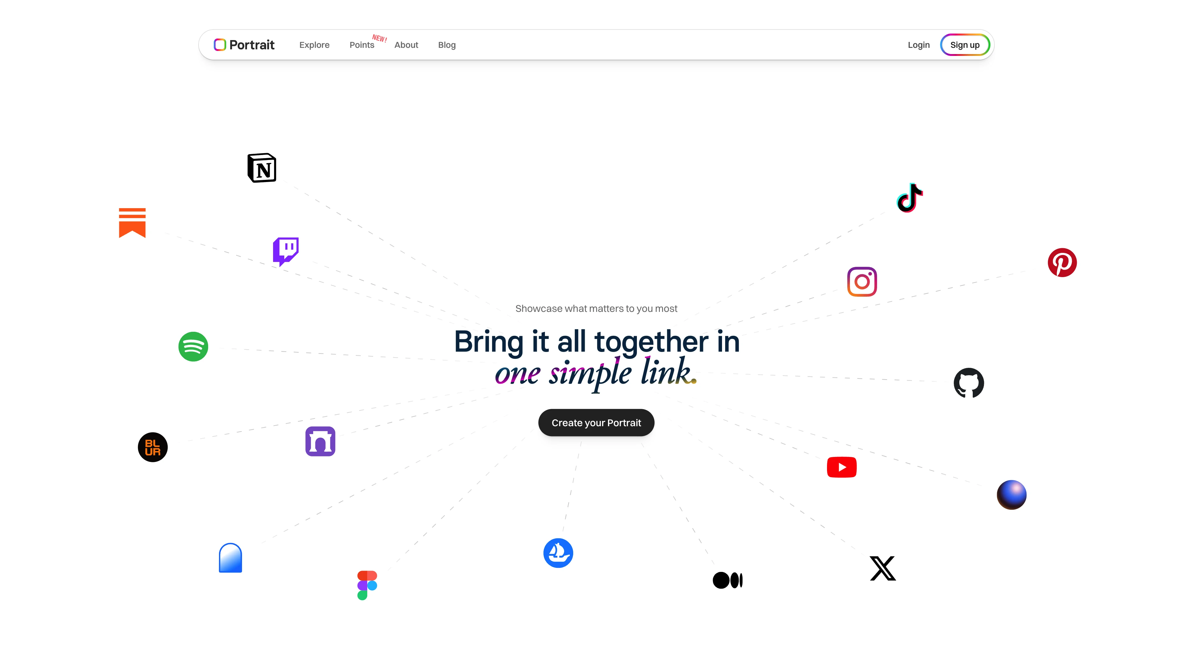 Full page screenshot of the Portrait website. Where your digital self is truly yours. Your forever space for everything you …