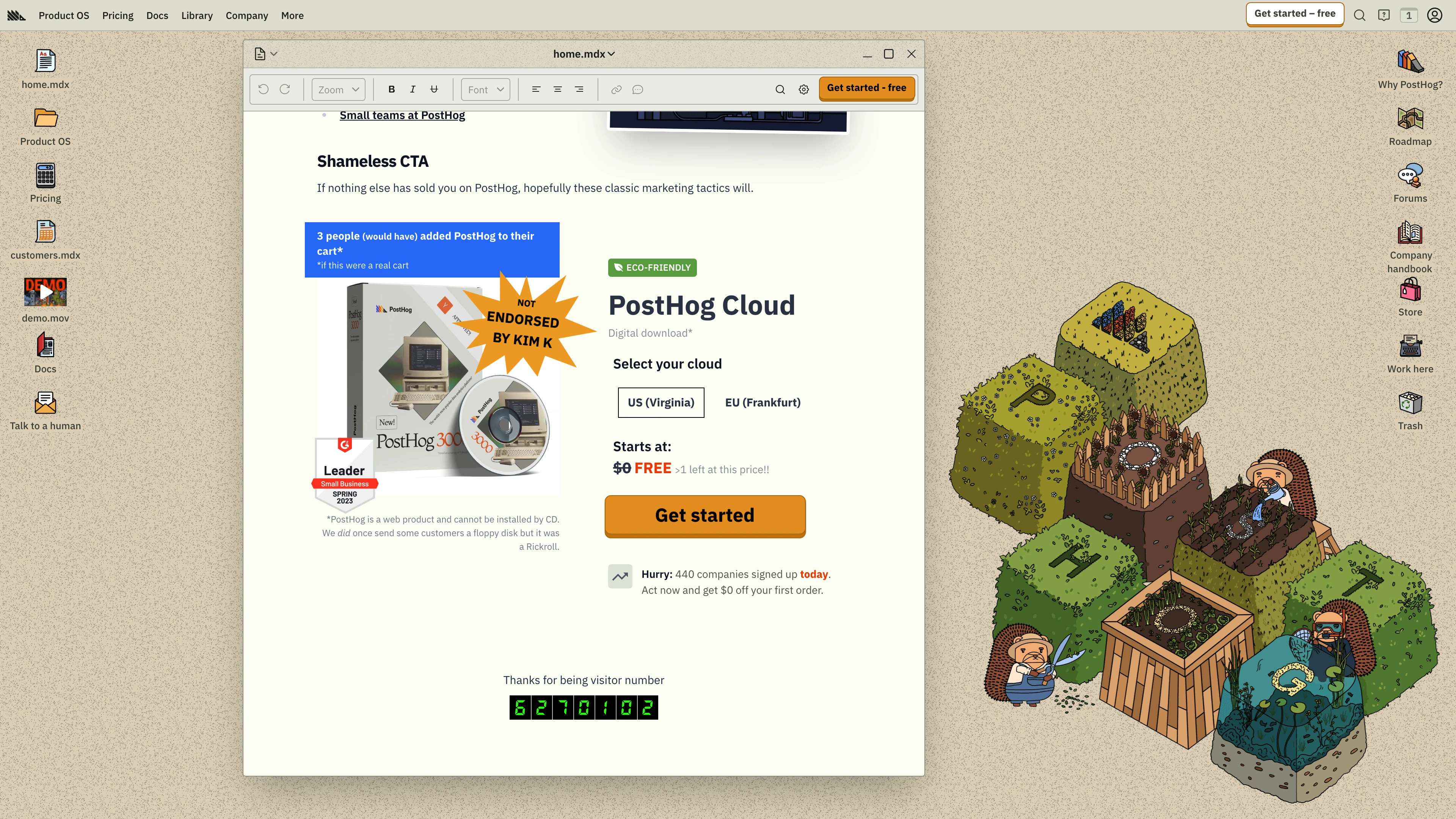 Full page screenshot of the PostHog website. We’re building every tool for product engineers to build successful products.