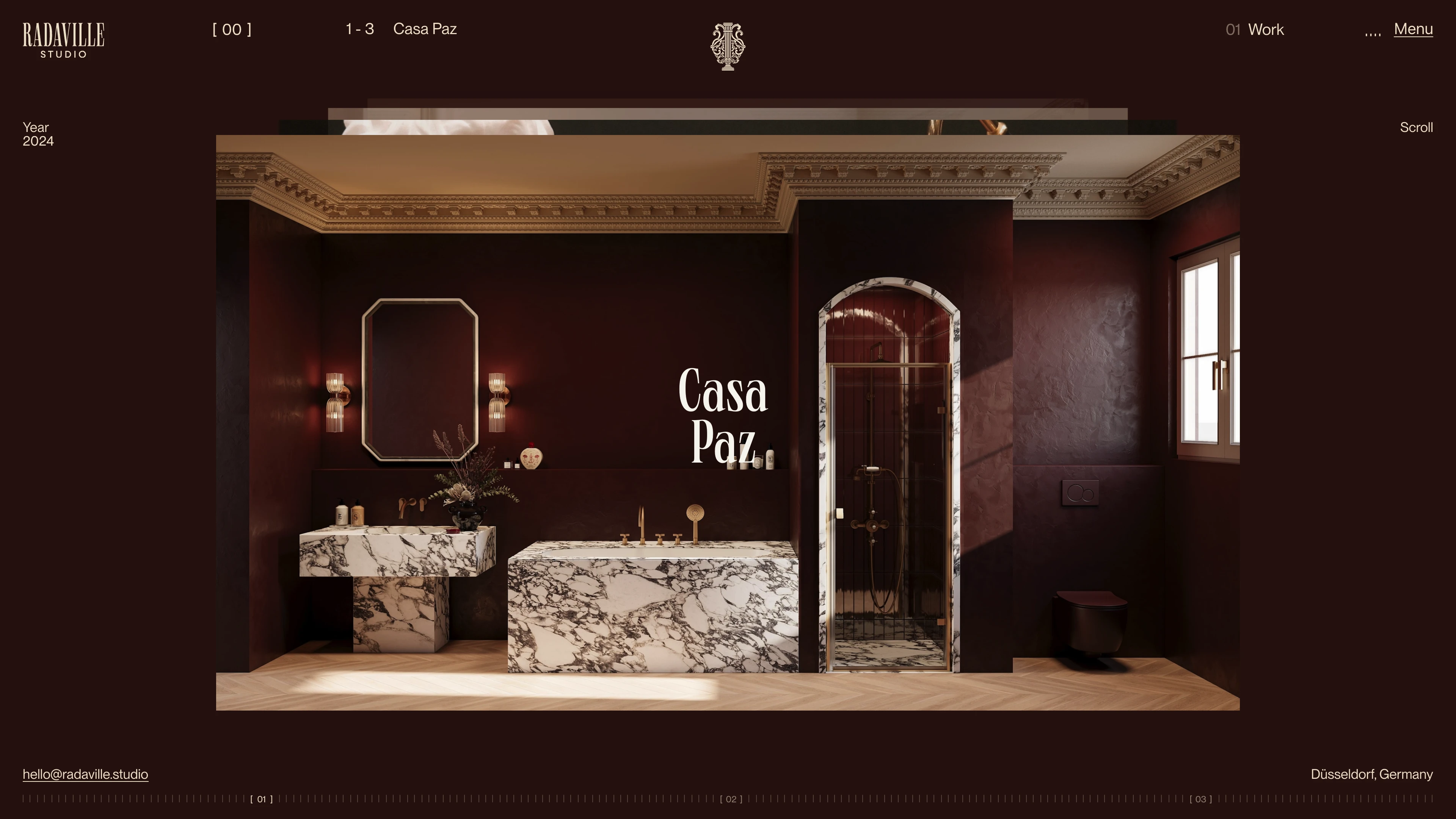 Full page screenshot of the Radaville Studio website. Radaville Studio is a multi-disciplinary design studio specializing in Interior …