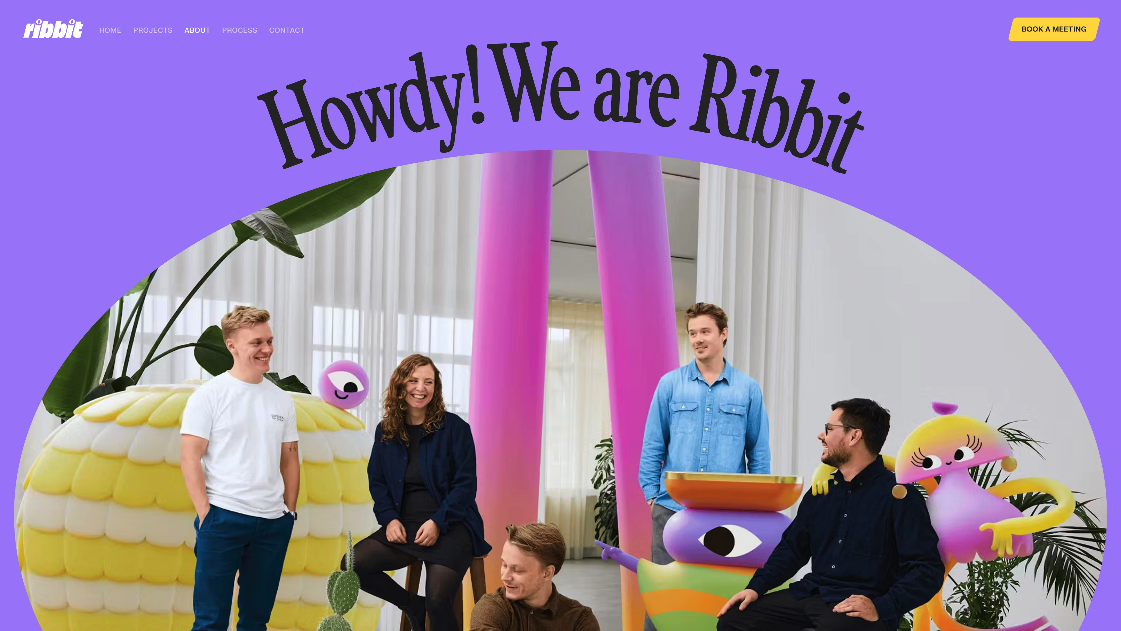 Full page screenshot of the Ribbit website. Ribbit is a creative motion agency based in Copenhagen founded to create …